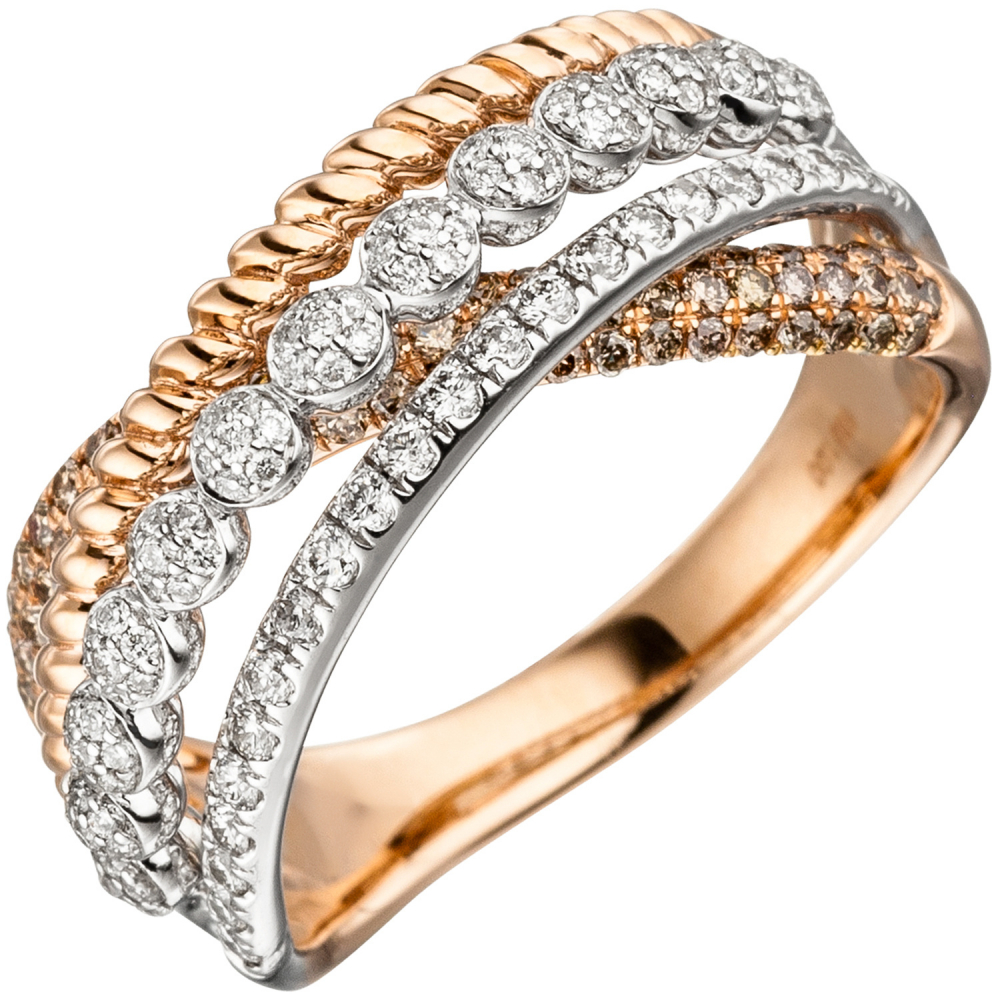 Damen Ring 585 Gold Rotgold 181 Diamanten Brillanten Rotgoldring Diamantring - 60mm