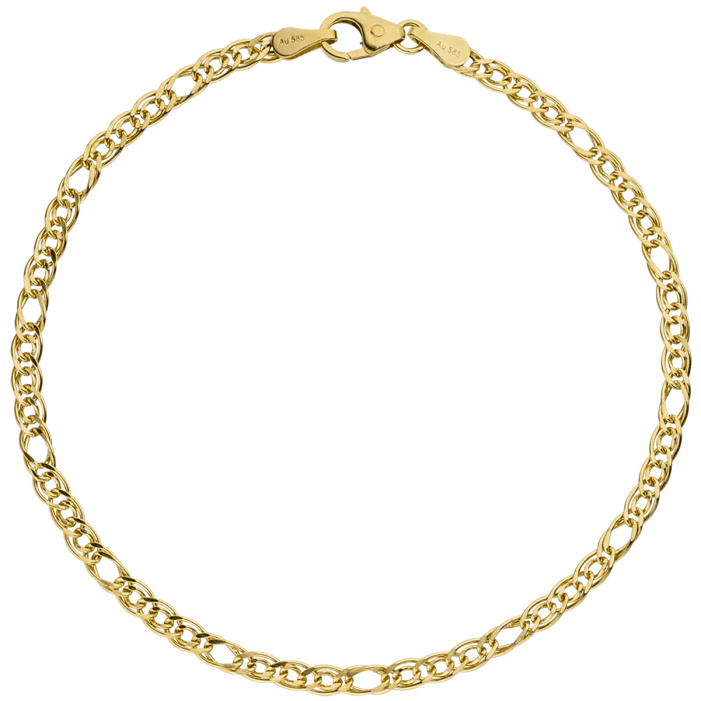 Zwillings-Panzerarmband 585 Gelbgold 19 cm Gold Armband Goldarmband