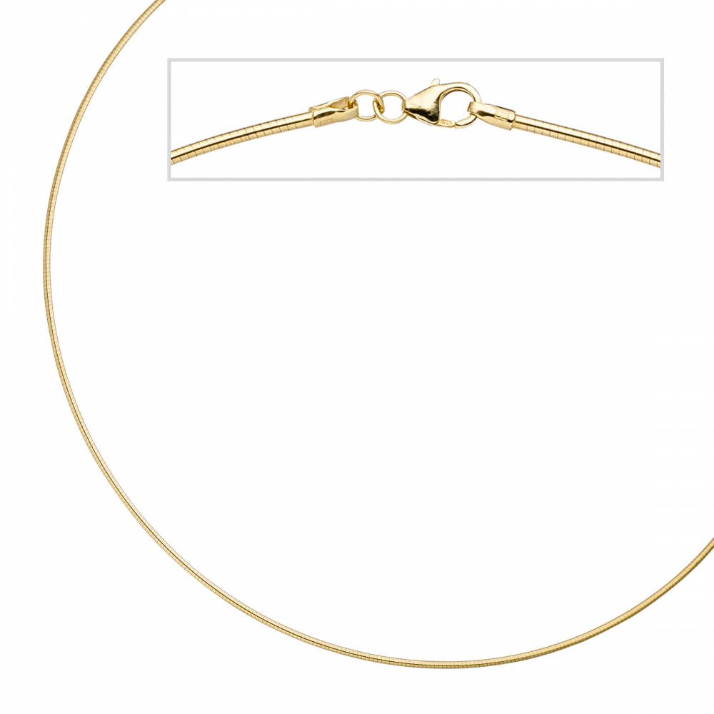 Halsreif 925 Sterling Silber gold vergoldet 1,5 mm 50 cm Kette Halskette