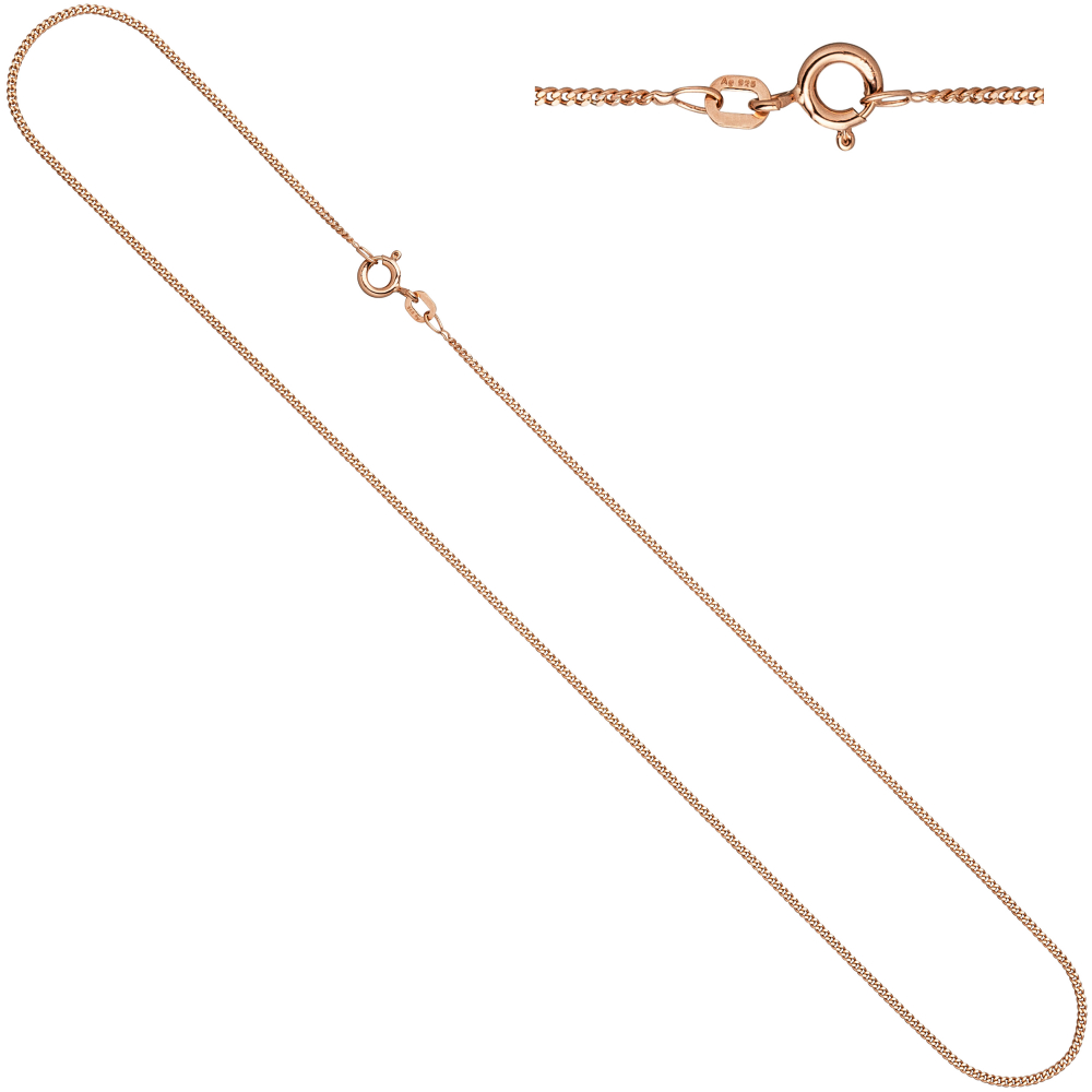 Panzerkette 925 Sterling Silber rotgold vergoldet 1,3 mm 50 cm Kette Halskette