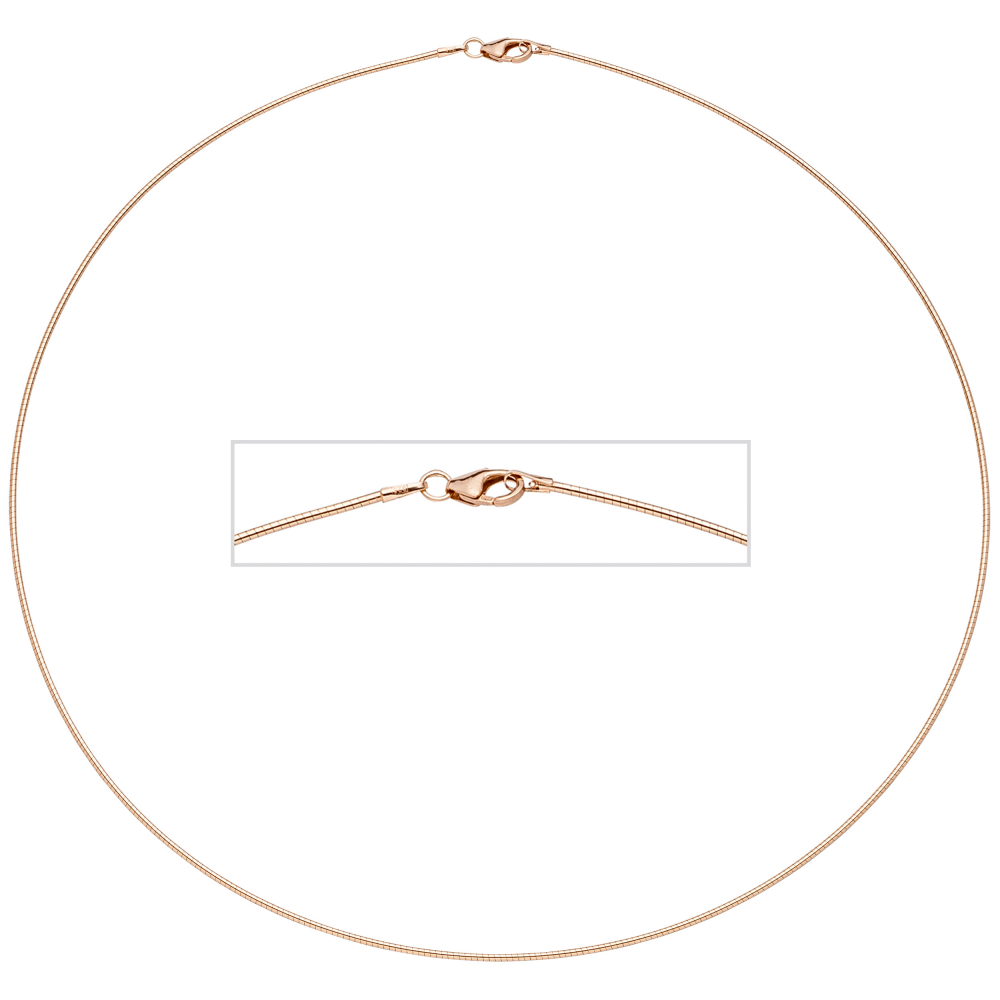 Halsreif 925 Sterling Silber rotgold vergoldet 1,1 mm 42 cm Kette Halskette