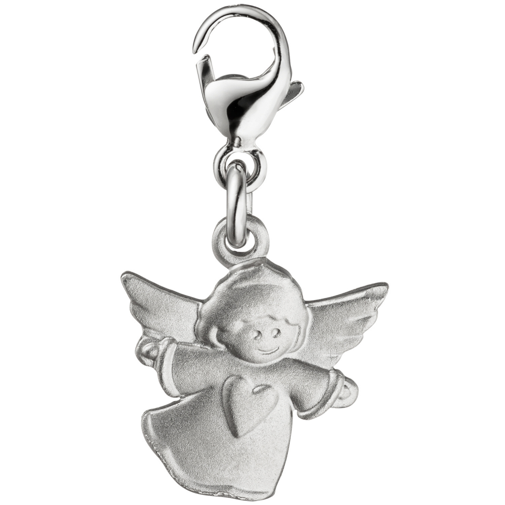 Einhänger Charm Engel Schutzengel 925 Sterling Silber matt mattiert