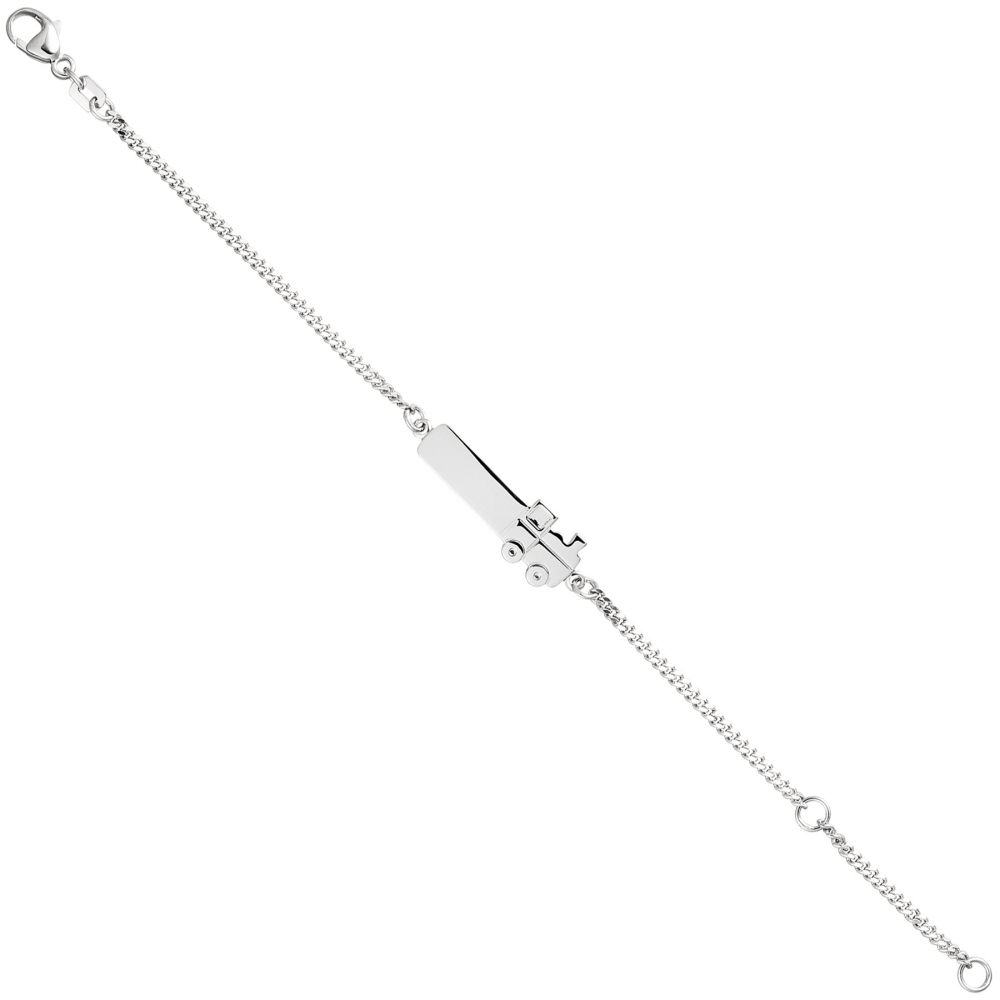 Schildband Lokomotive Dampflok 925 Sterling Silber 14 cm Gravur ID Armband