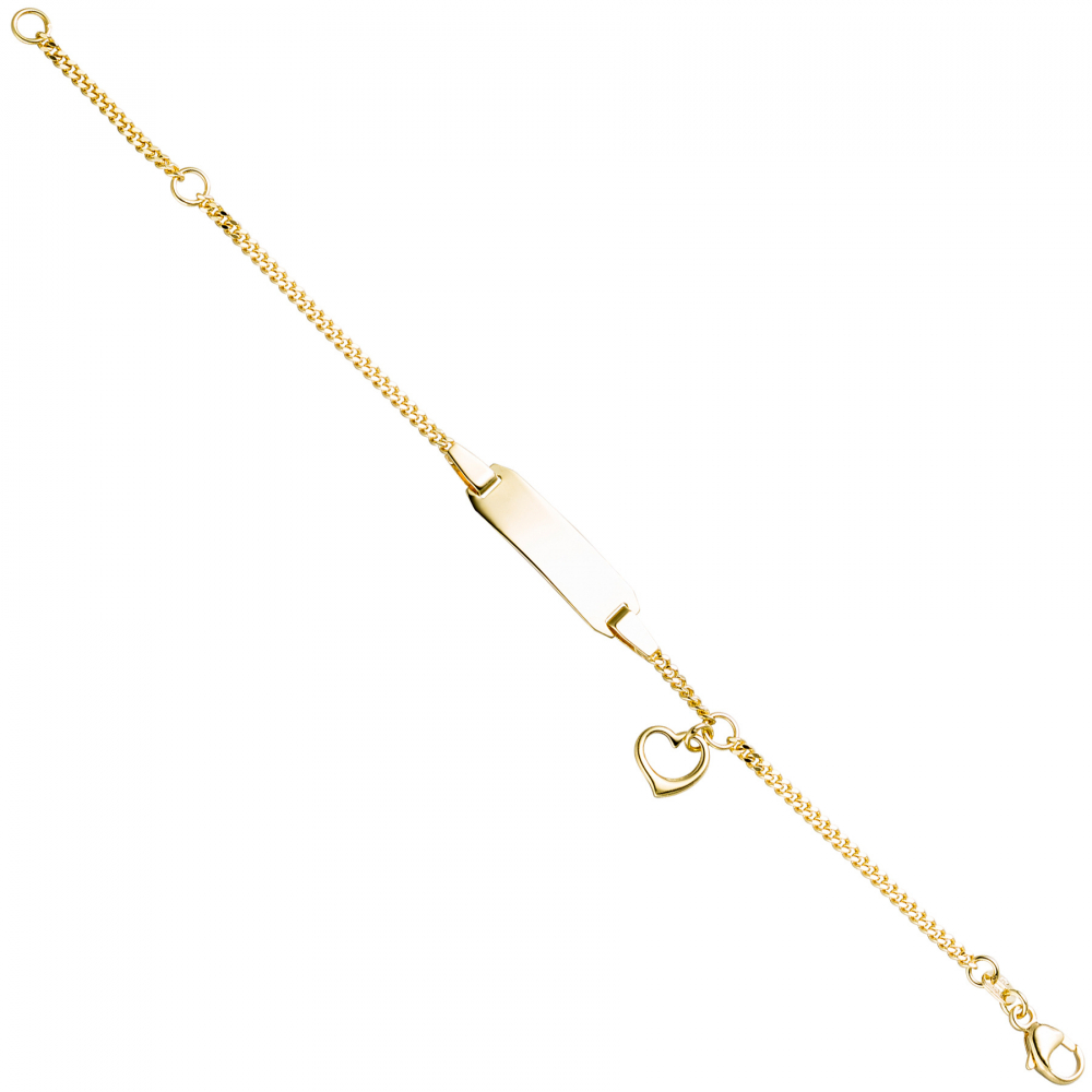 Schildband mit Herz 333 Gold Gelbgold Gravur ID Armband 14 cm