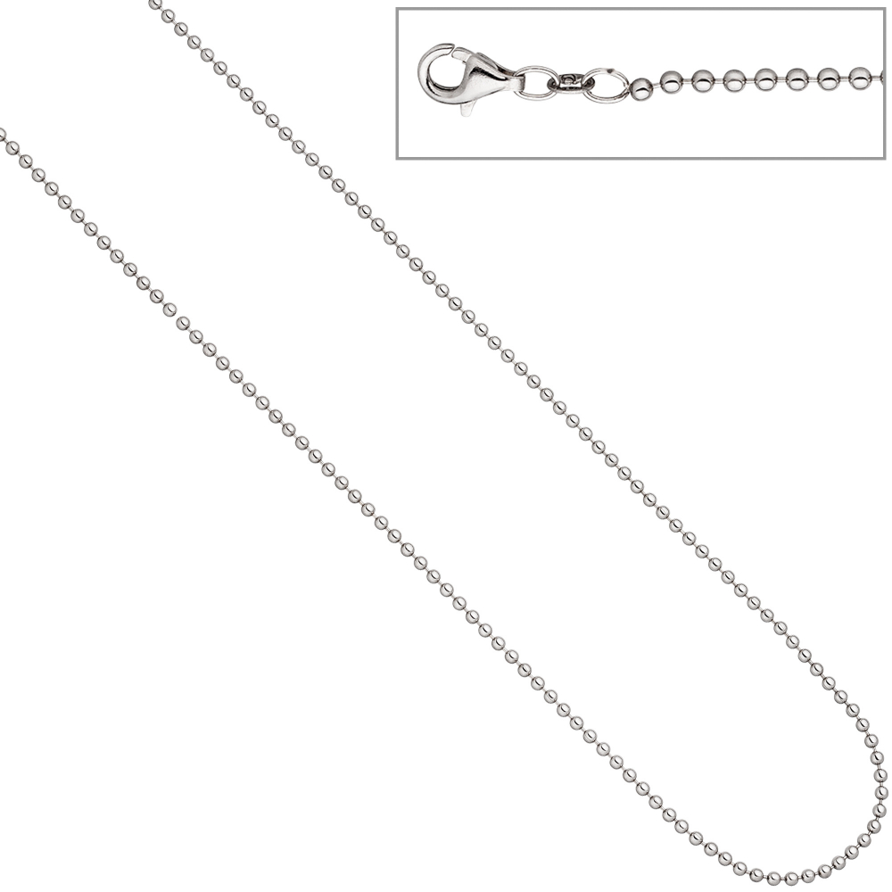 Kugelkette 925 Silber 2,0 mm 50 cm Kette Halskette Silberkette Karabiner