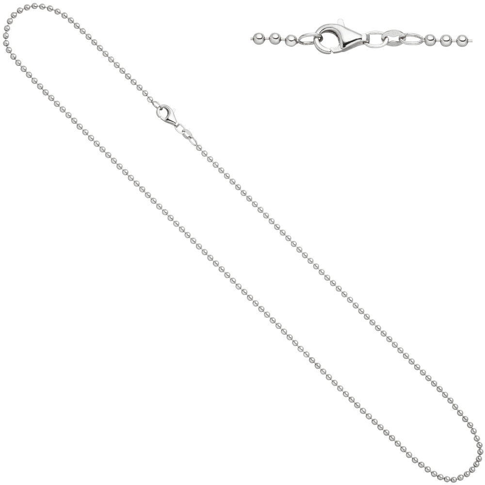 Kugelkette 925 Silber diamantiert 1,2 mm 38 cm Kette Halskette Silberkette