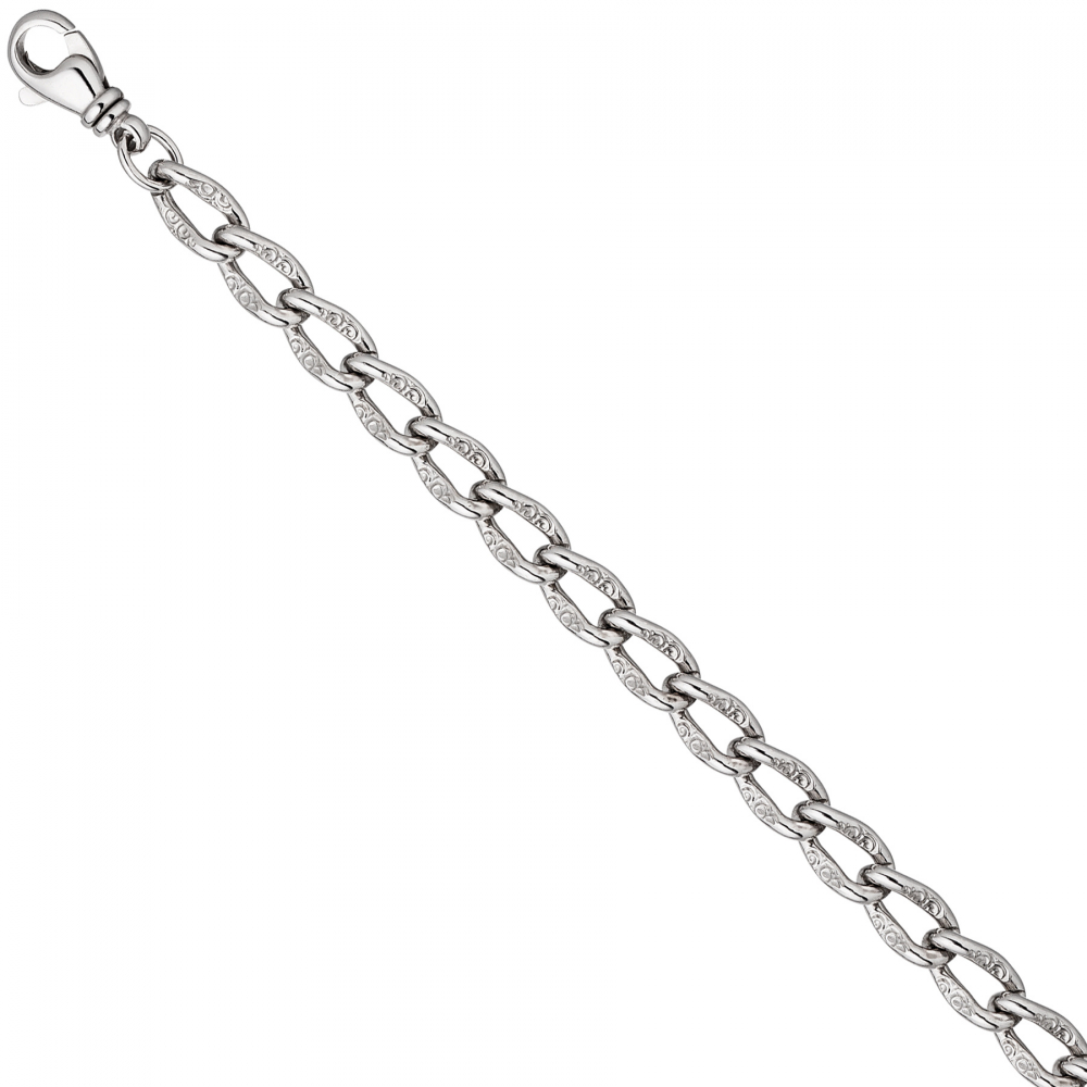 Panzerarmband 925 Sterling Silber mit Struktur 19 cm Armband Silberarmband