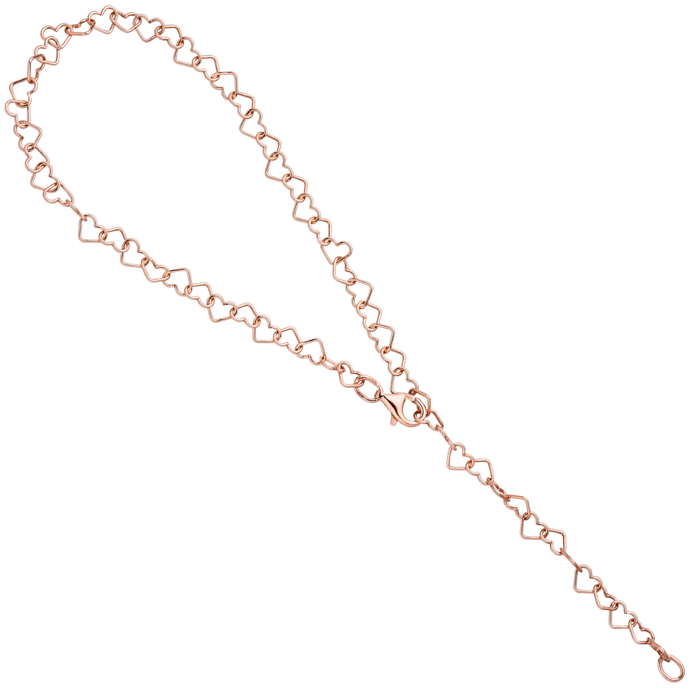 Fußkettchen Fußkette Herz 925 Silber rotgold vergoldet 27 cm variabel verkürzbar