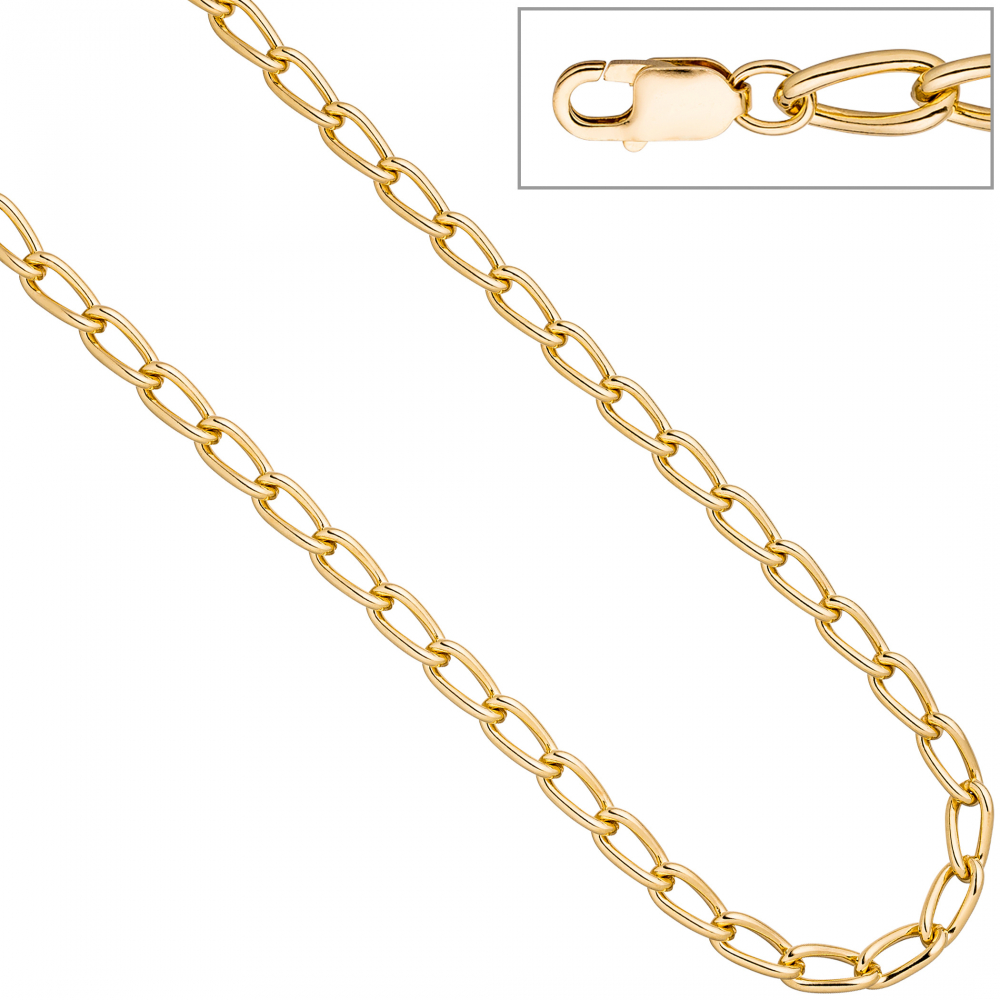 Lang-Panzerkette 925 Sterling Silber gold vergoldet 6,9 mm 45 cm Kette Halskette