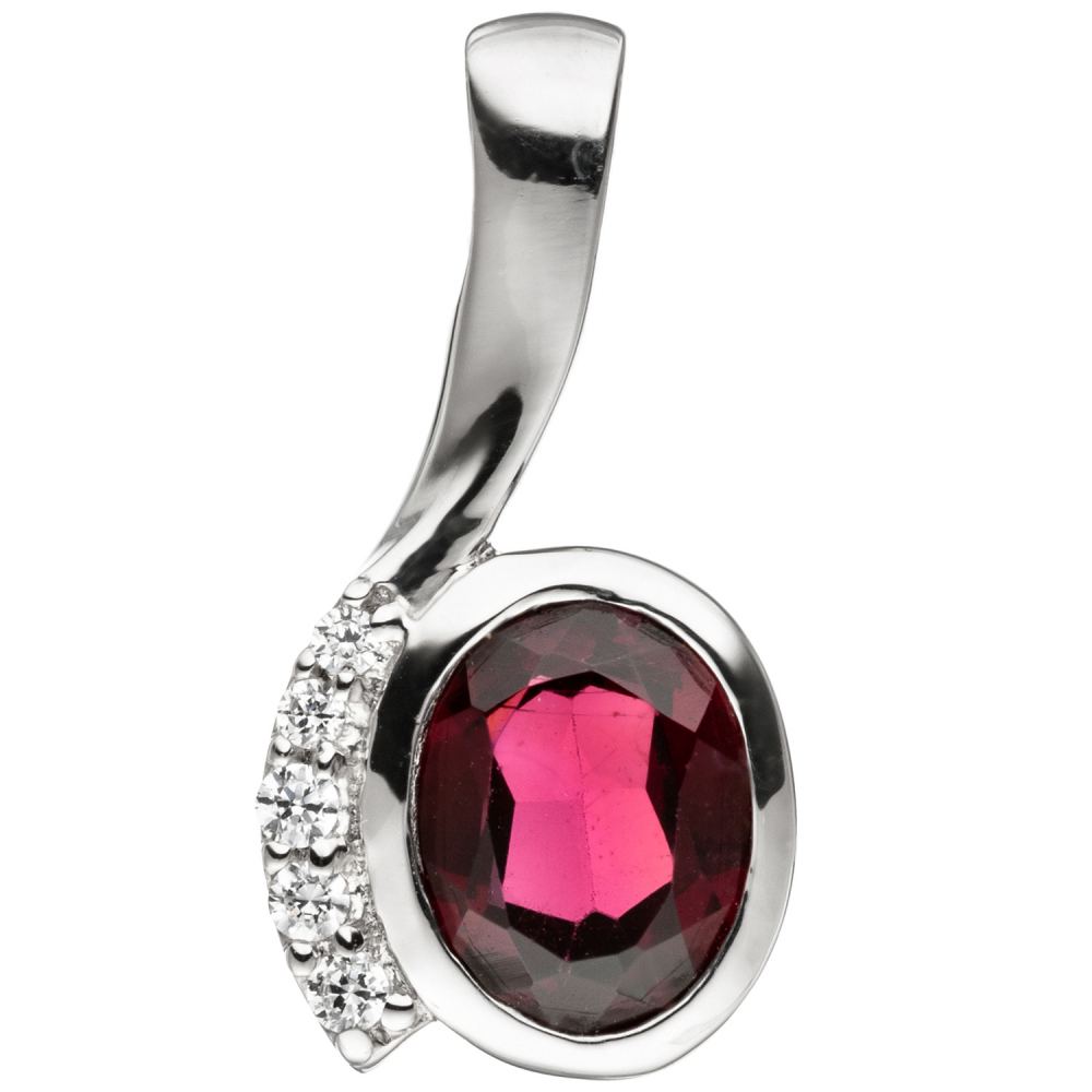 Anhänger 925 Sterling Silber mit Zirkonia 1 Granat rot Silberanhänger