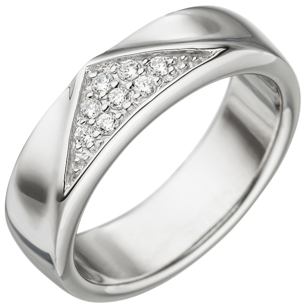 Damen Ring 925 Sterling Silber 8 Zirkonia Silberring - 56mm