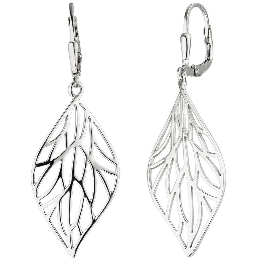 Ohrhänger Blatt 925 Sterling Silber Ohrringe Boutons Silberohrringe