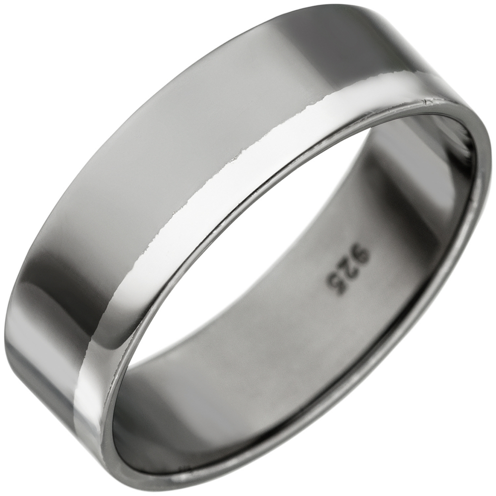 Ring 925 Sterling Silber anthrazit rhodiniert Silberring - 60mm