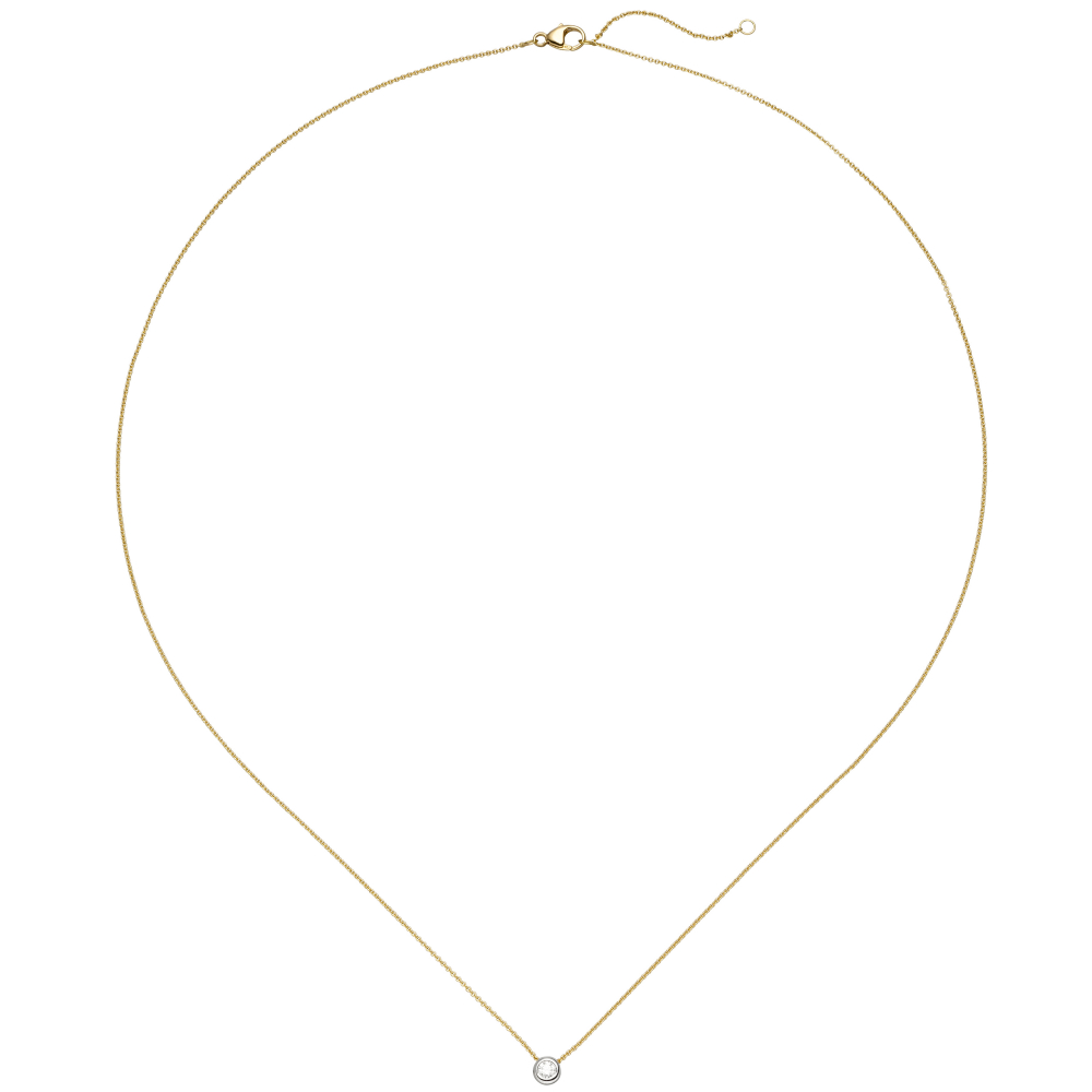 Collier Kette mit Anhänger 750 Gold Gelbgold Weißgold bicolor 1 Diamant Brillant