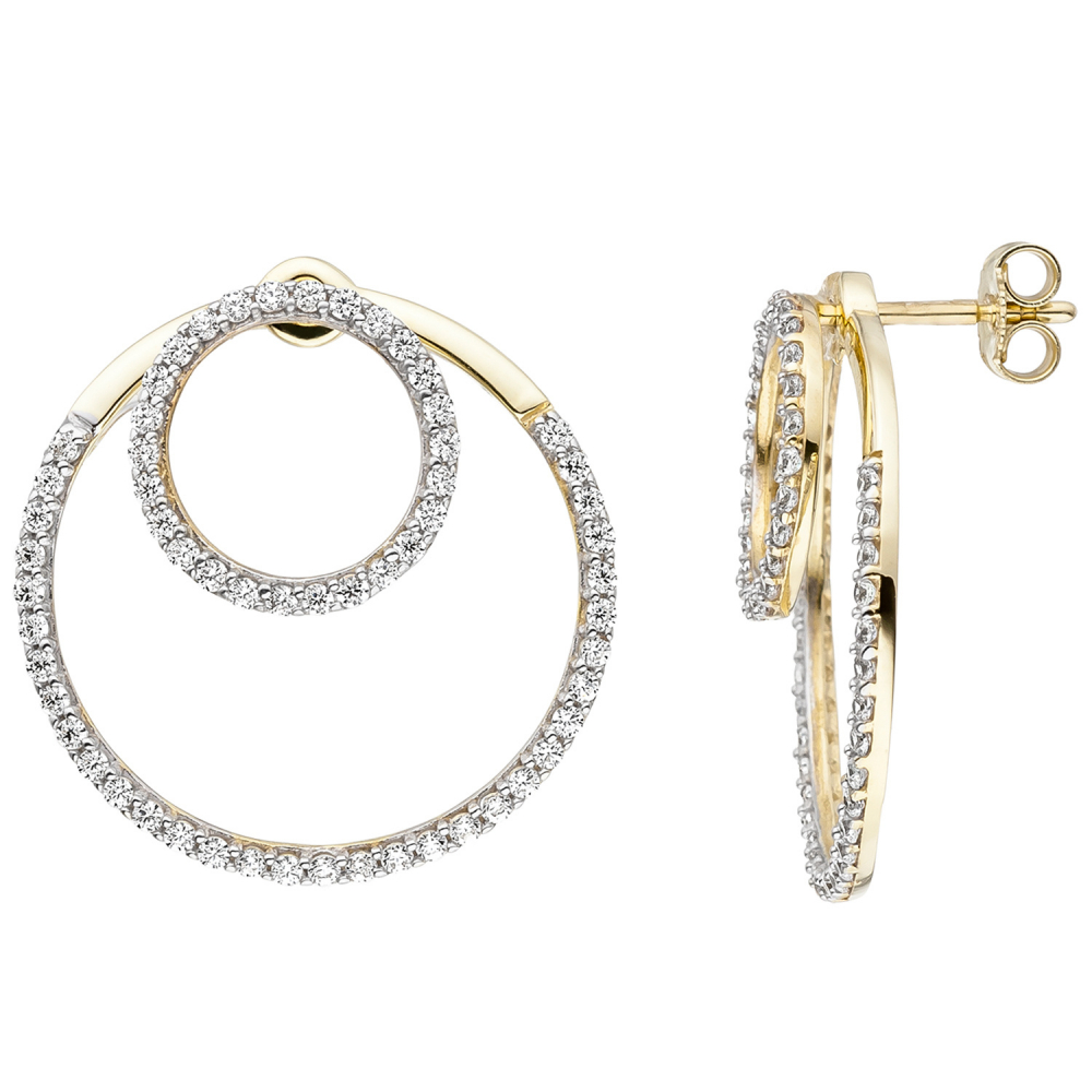 Ohrhänger 375 Gold Gelbgold mit Zirkonia Ohrringe Ohrstecker Goldohrringe
