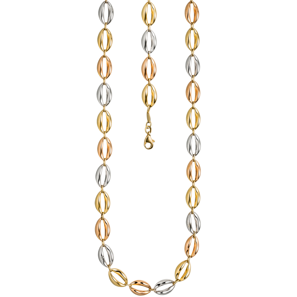 Halskette Kette 585 Gold dreifarbig tricolor 45 cm Goldkette Karabiner