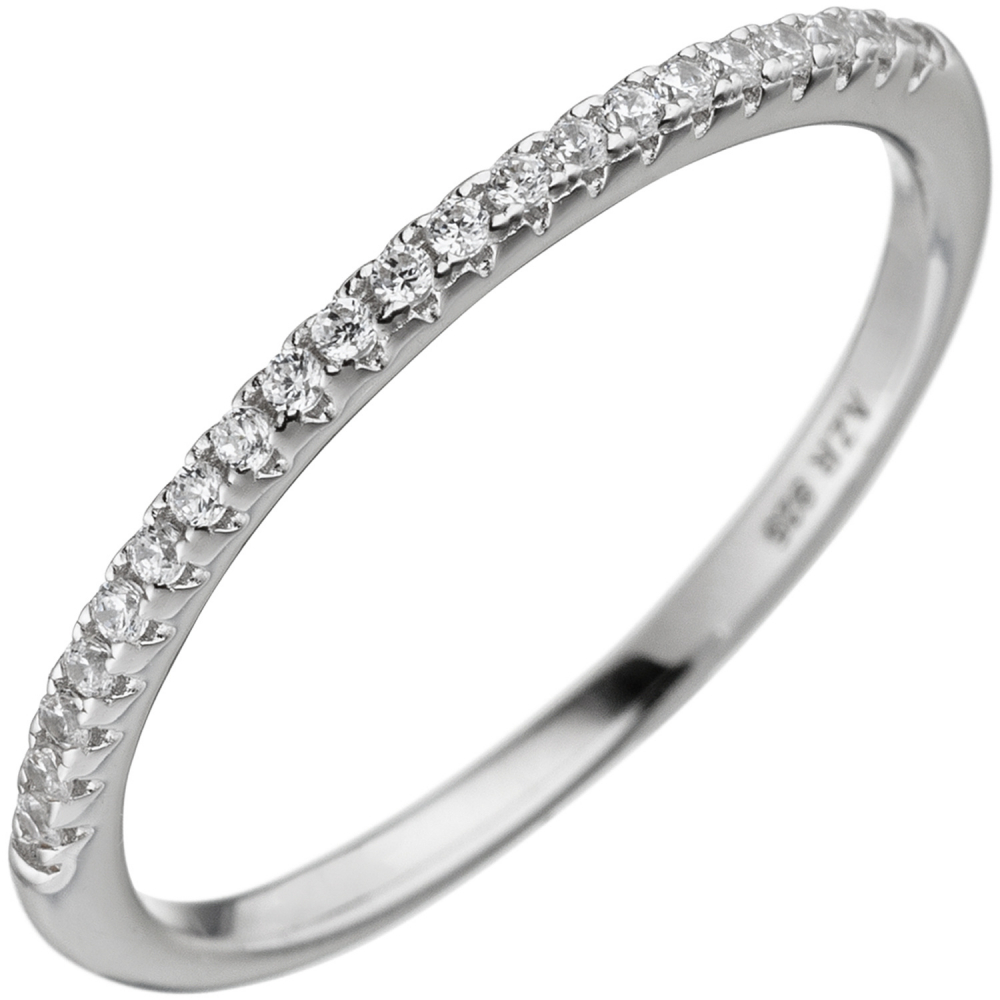 Damen Ring schmal 925 Sterling Silber mit Zirkonia Silberring - 52mm