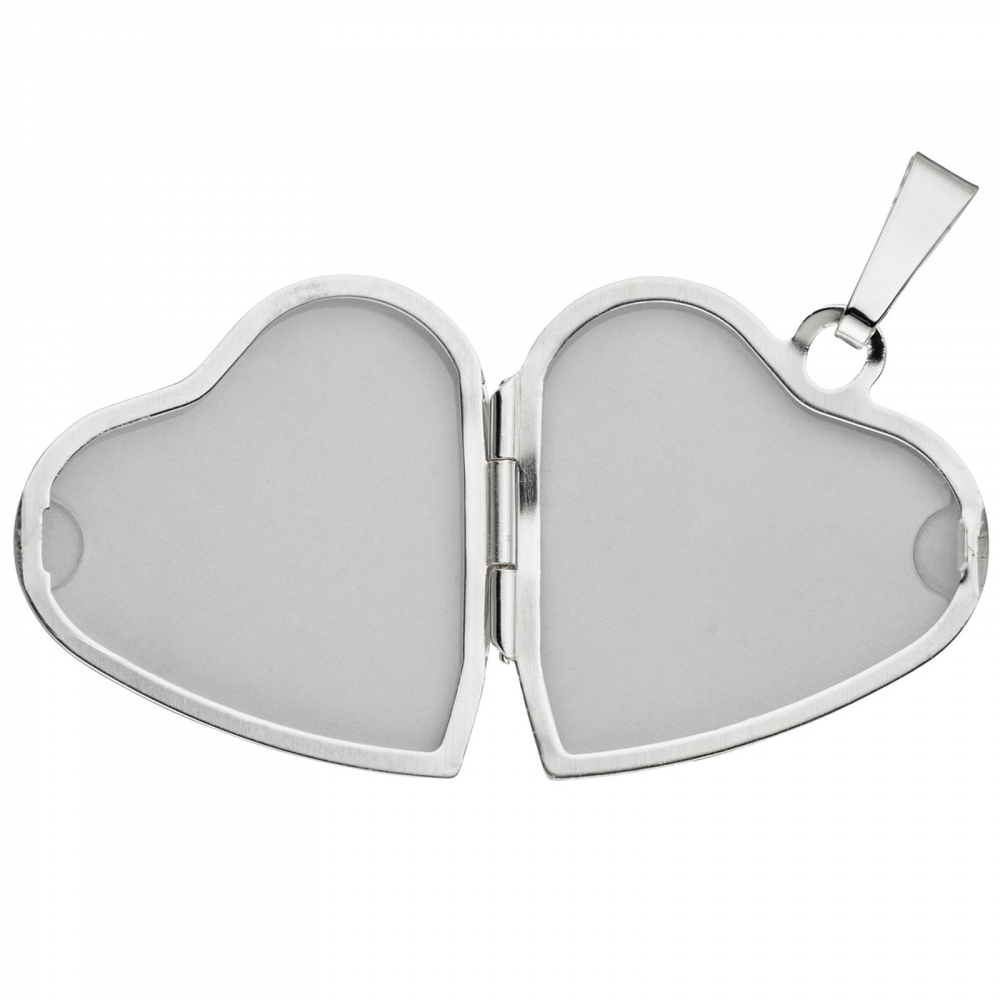 Medaillon Herz Anhänger zum Öffnen für 2 Fotos 925 Silber mit Kette 50 cm