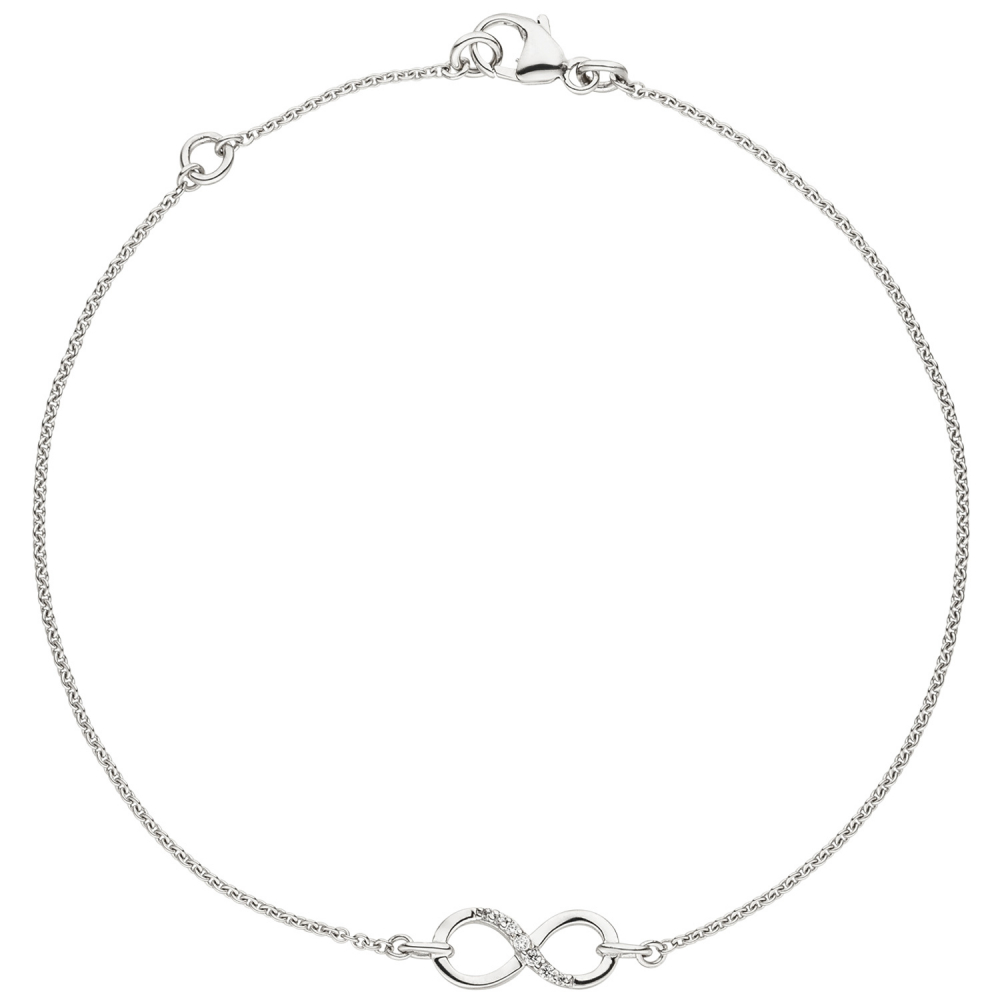 Armband Unendlichkeit 925 Sterling Silber 7 Zirkonia 19,5 cm Silberarmband