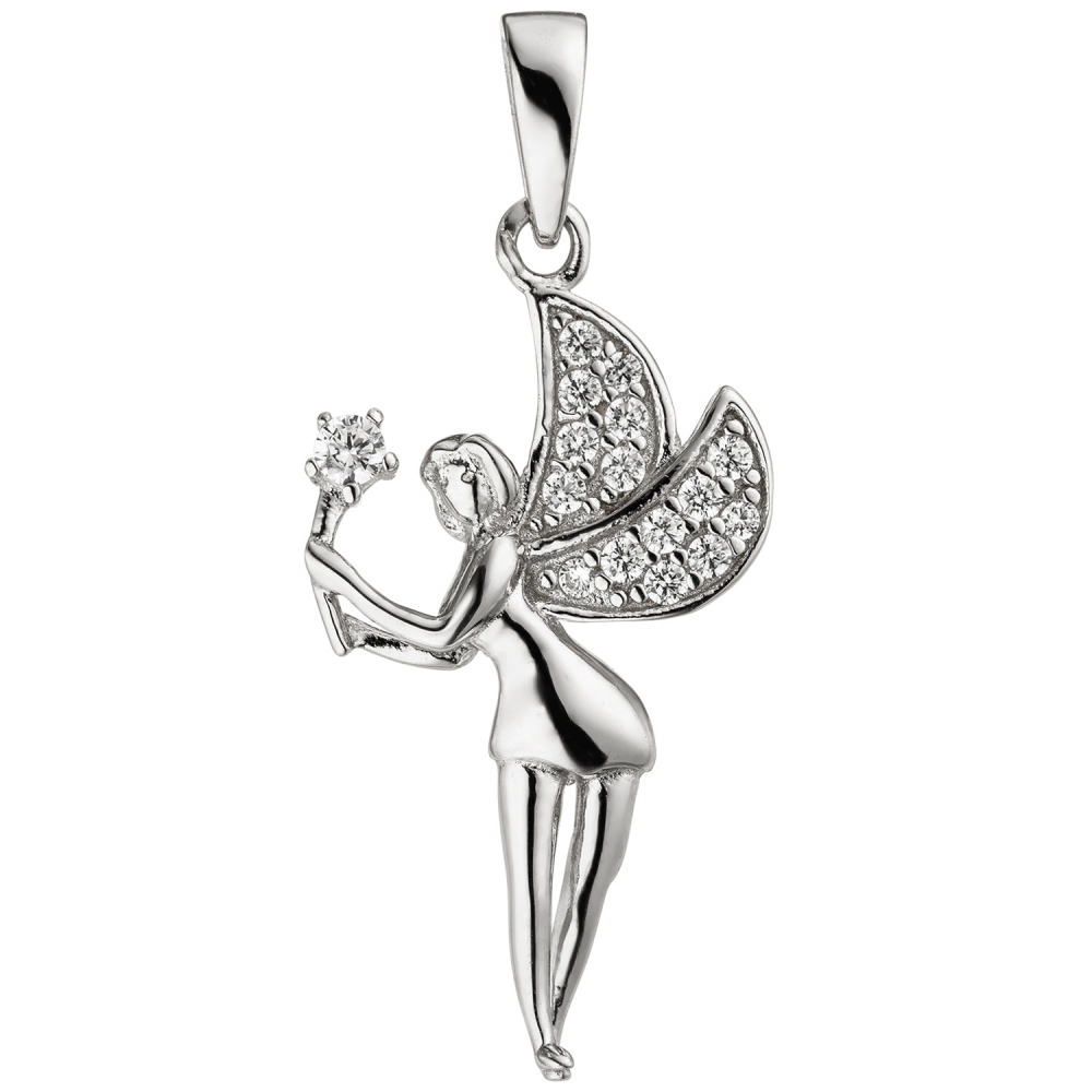 Anhänger Elfe Fee 925 Sterling Silber 16 Zirkonia Silberanhänger