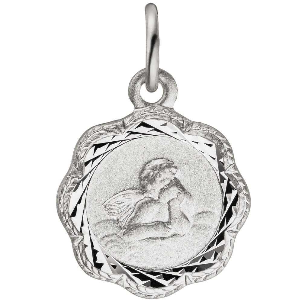 Anhänger Engel Schutzengel 925 Sterling Silber teil matt Silberanhänger