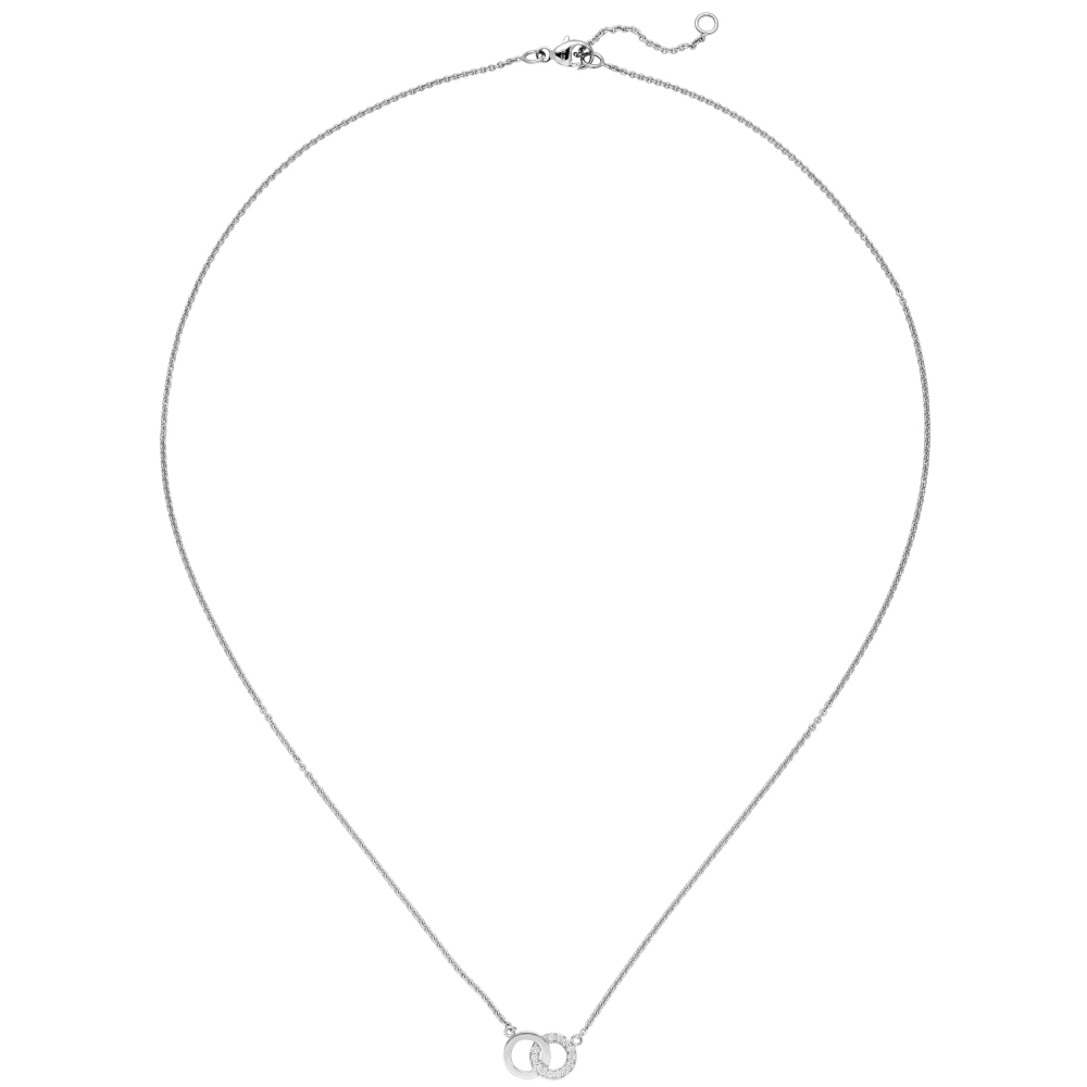 Collier Halskette 585 Gold Weißgold 13 Diamanten Brillanten 45 cm Kette