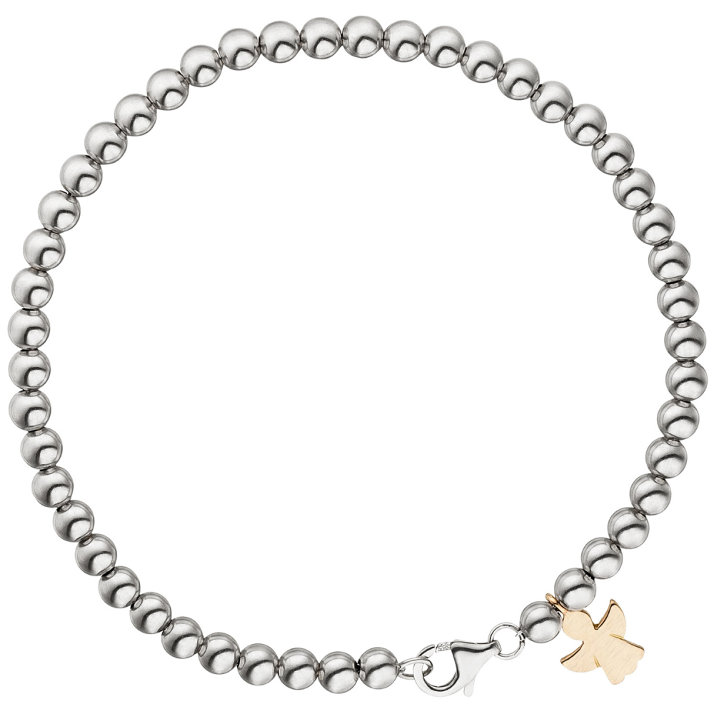 Armband mit Engel 585 Gold Weißgold Rotgold bicolor 19 cm Schutzengel