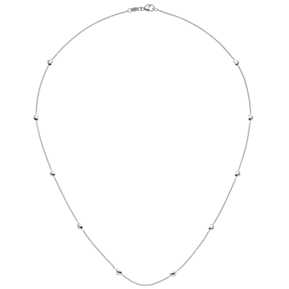 Collier Halskette Herz Herzen 585 Gold Weißgold 45 cm Kette Weißgoldkette