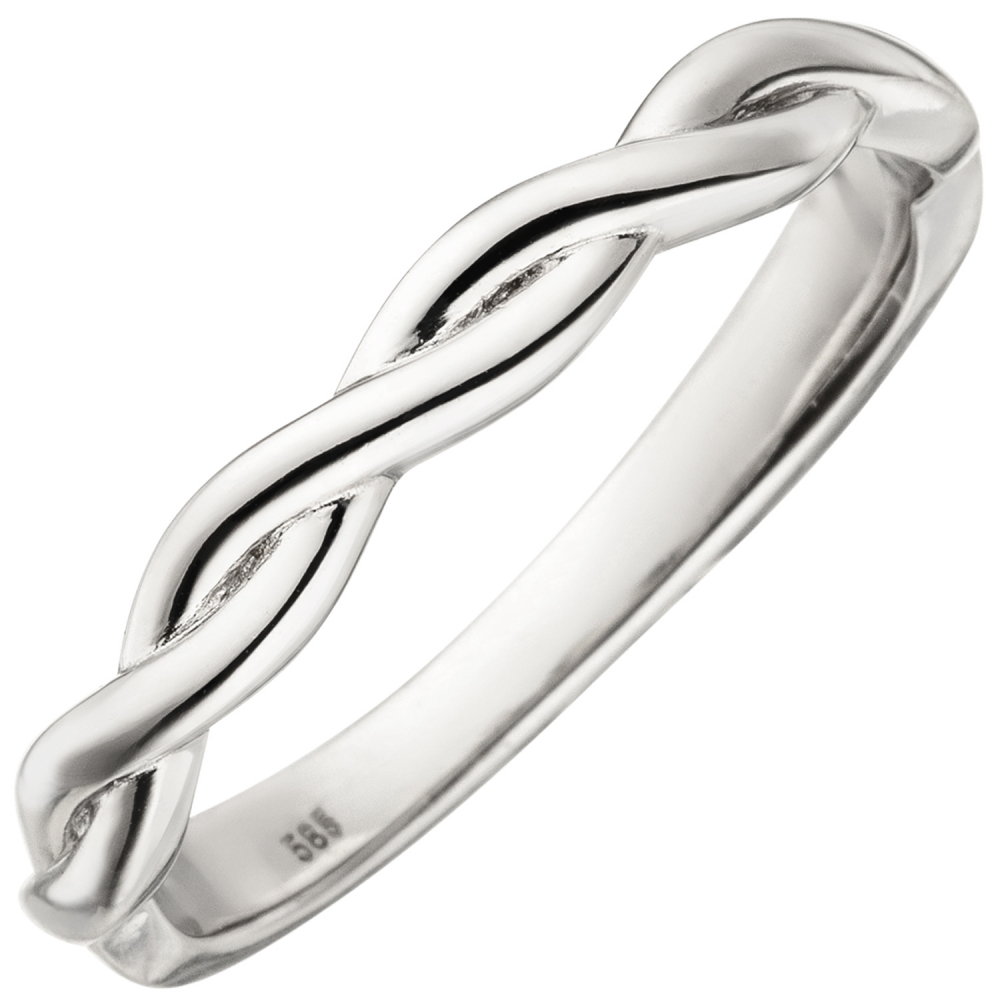 Damen Ring geflochten 585 Gold Weißgold Weißgoldring - 56mm