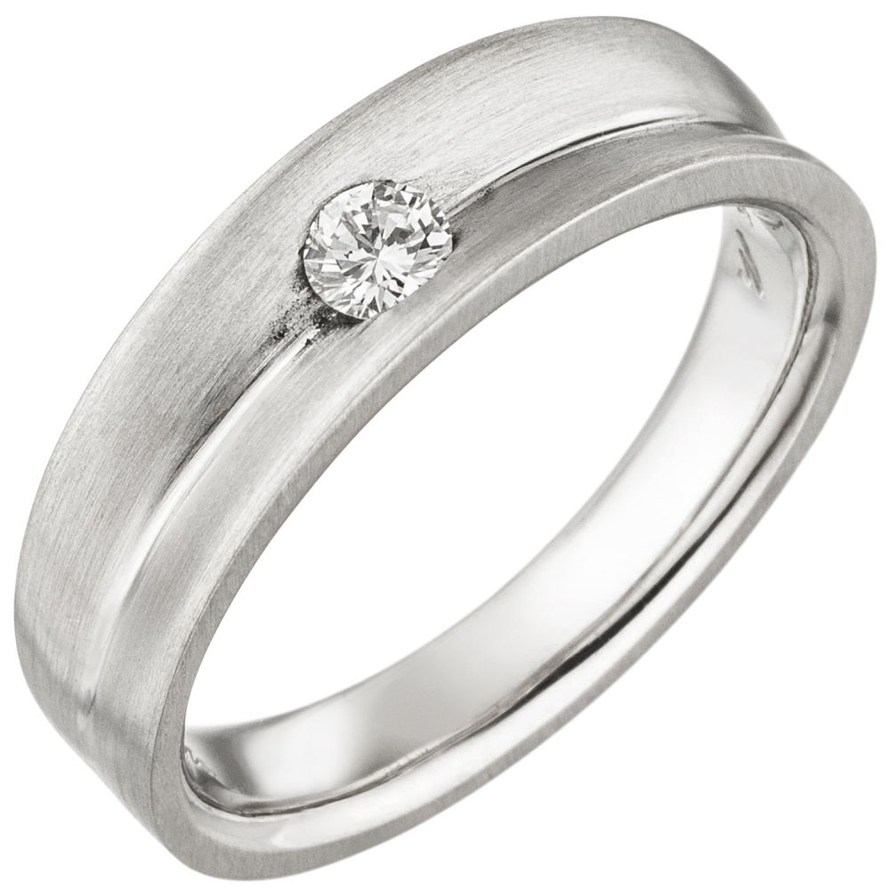 Damen Ring 950 Platin matt 1 Diamant Brillant 0,13ct. Platinring - 56mm