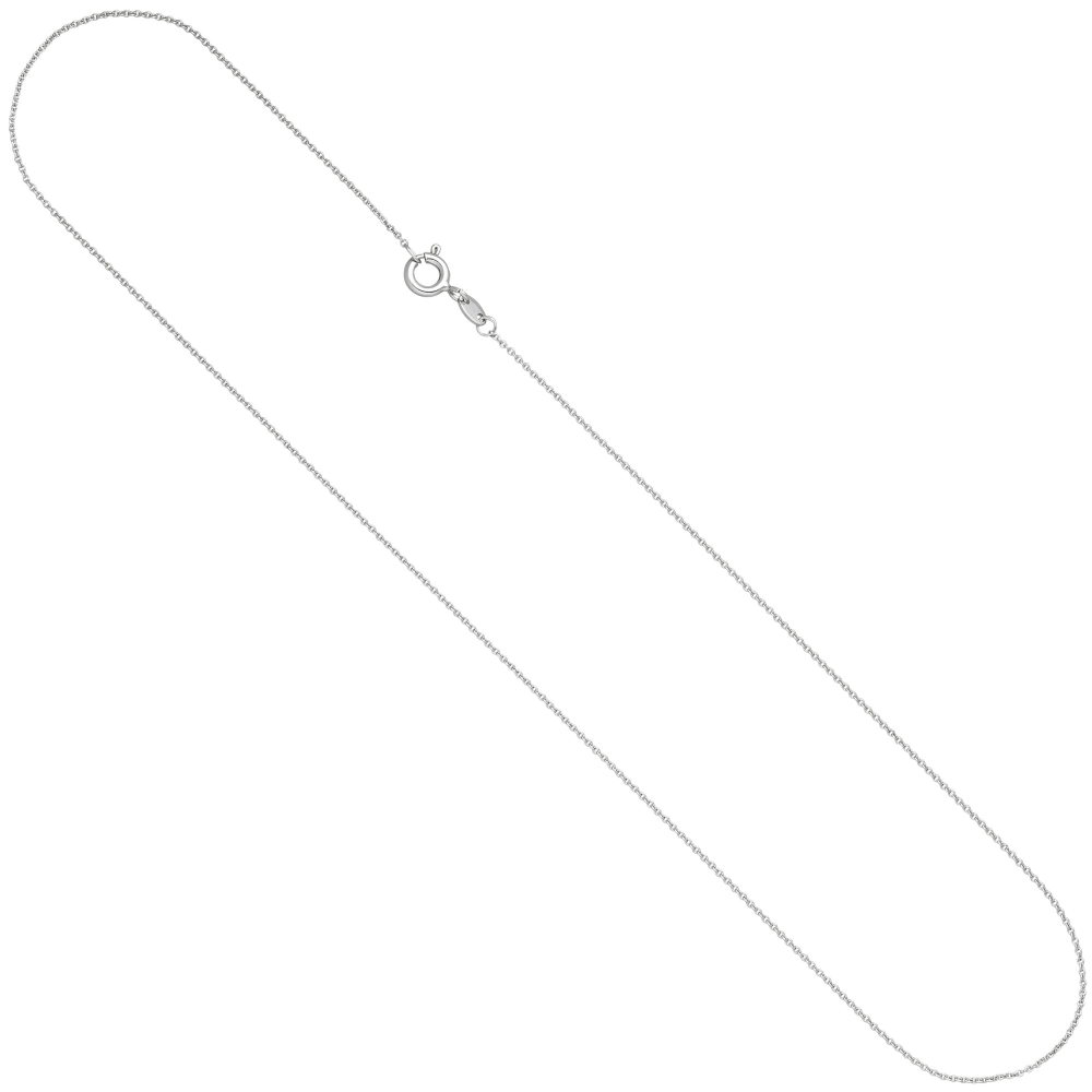 Ankerkette rund 333 Gold Weißgold 42 cm Kette Halskette Weißgoldkette Federring