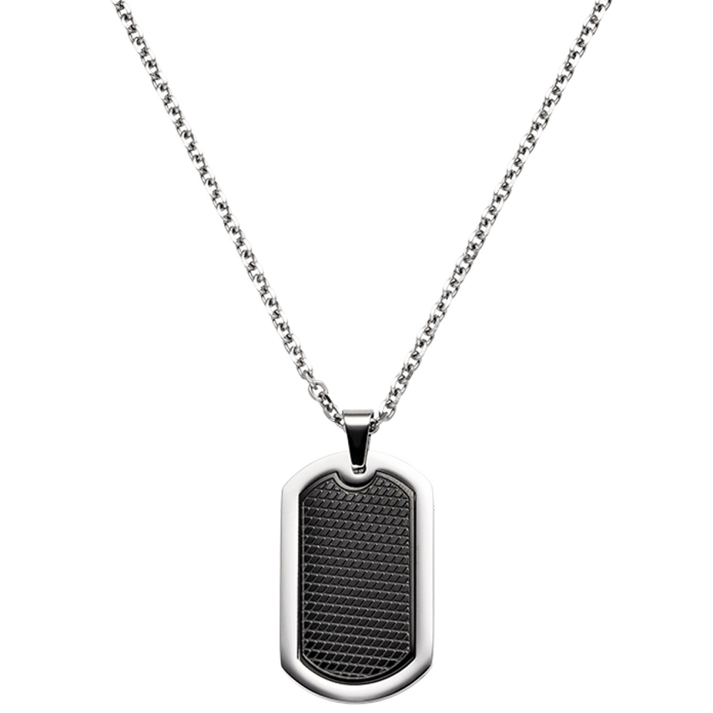 Collier Kette mit Anhänger Edelstahl schwarz beschichtet 55 cm Halskette