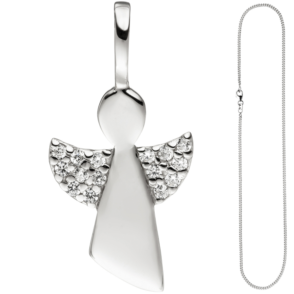 Anhänger Engel Schutzengel 925 Sterling Silber Zirkonia mit Kette 38 cm