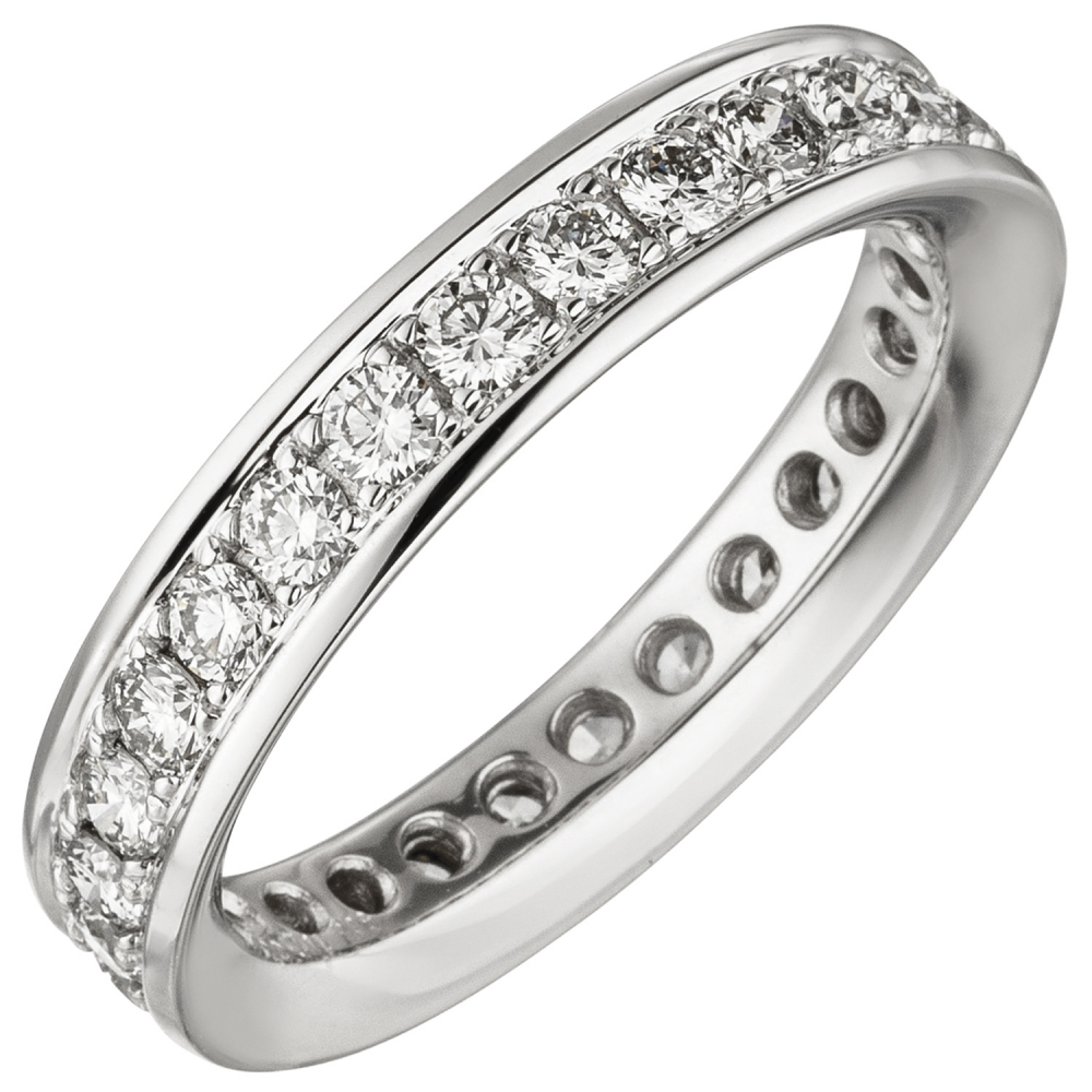 Damen Memory-Ring 585 Gold Weißgold mit Diamanten Brillanten 1,12 ct. - 56mm