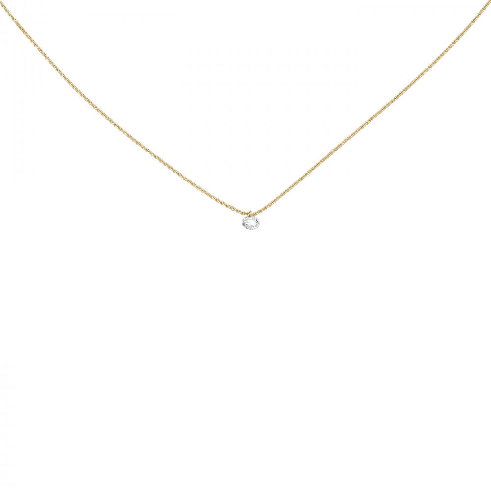 Collier 750 Gold Gelbgold 1 Diamant Brillant 45 cm