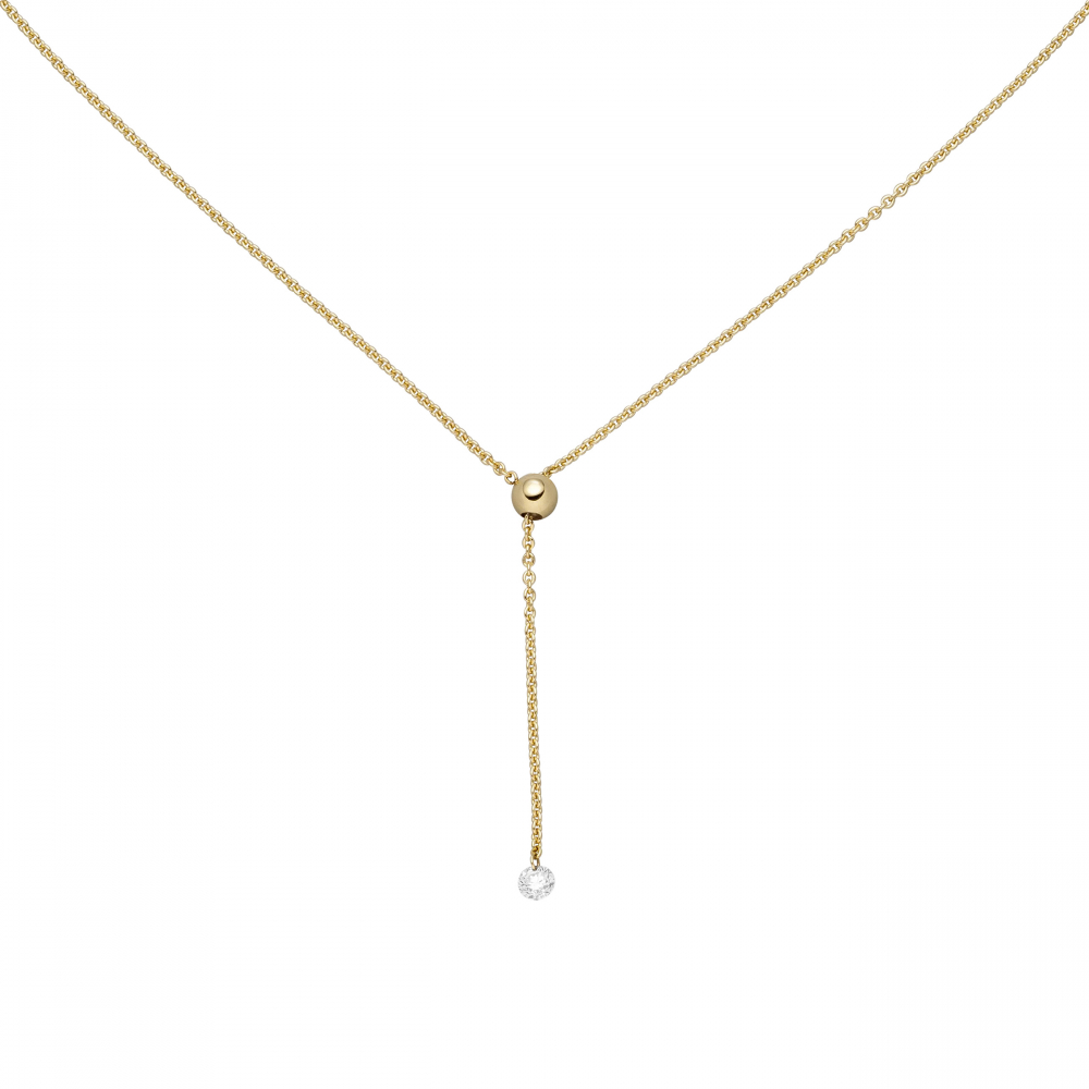 Collier 750 Gold Gelbgold 1 Diamant Brillant 45 cm