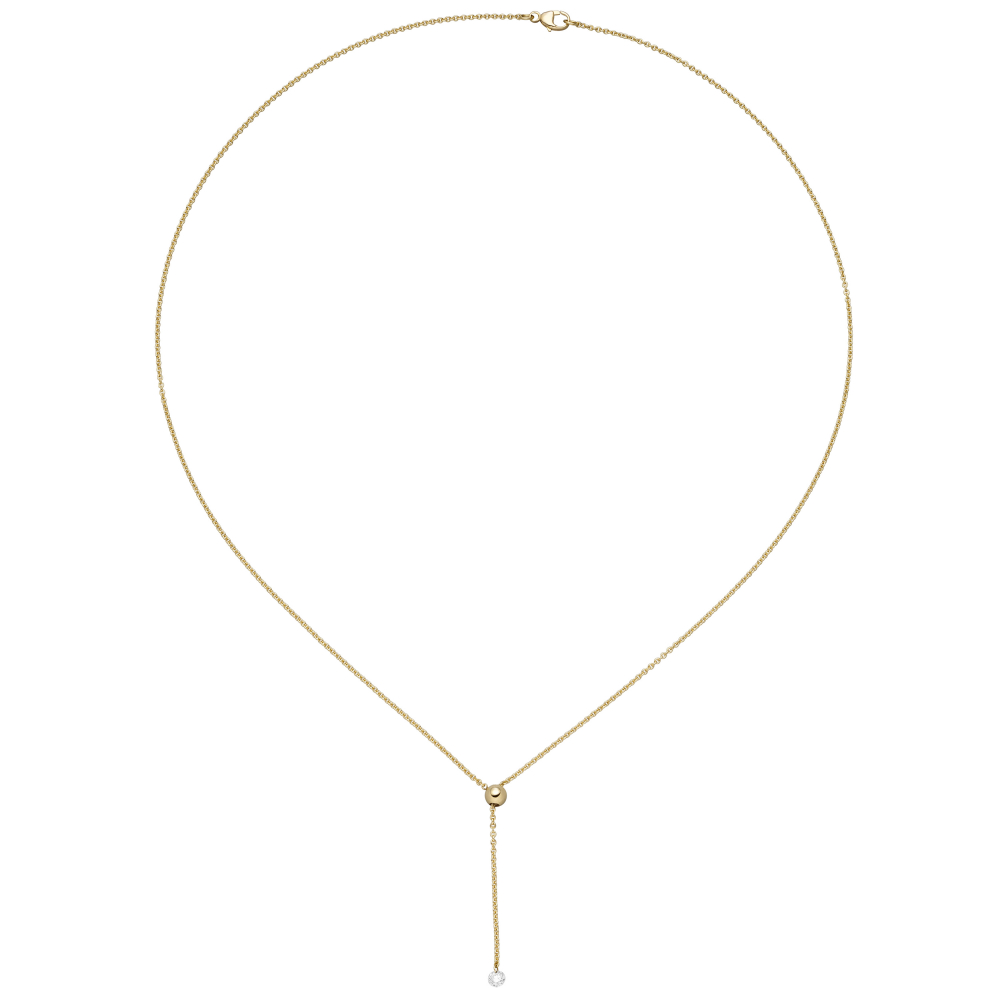 Collier 750 Gold Gelbgold 1 Diamant Brillant 45 cm