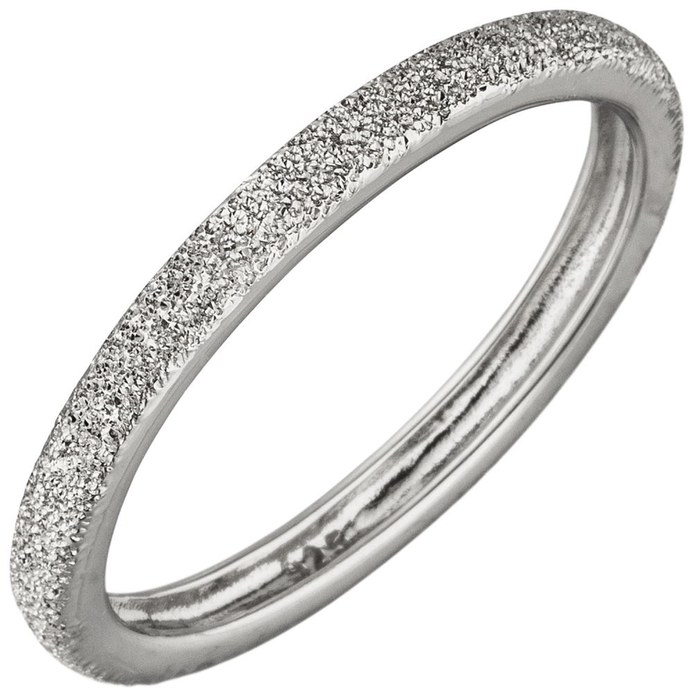 Damen Ring schmal 925 Sterling Silber mit Struktur Silberring - 60mm