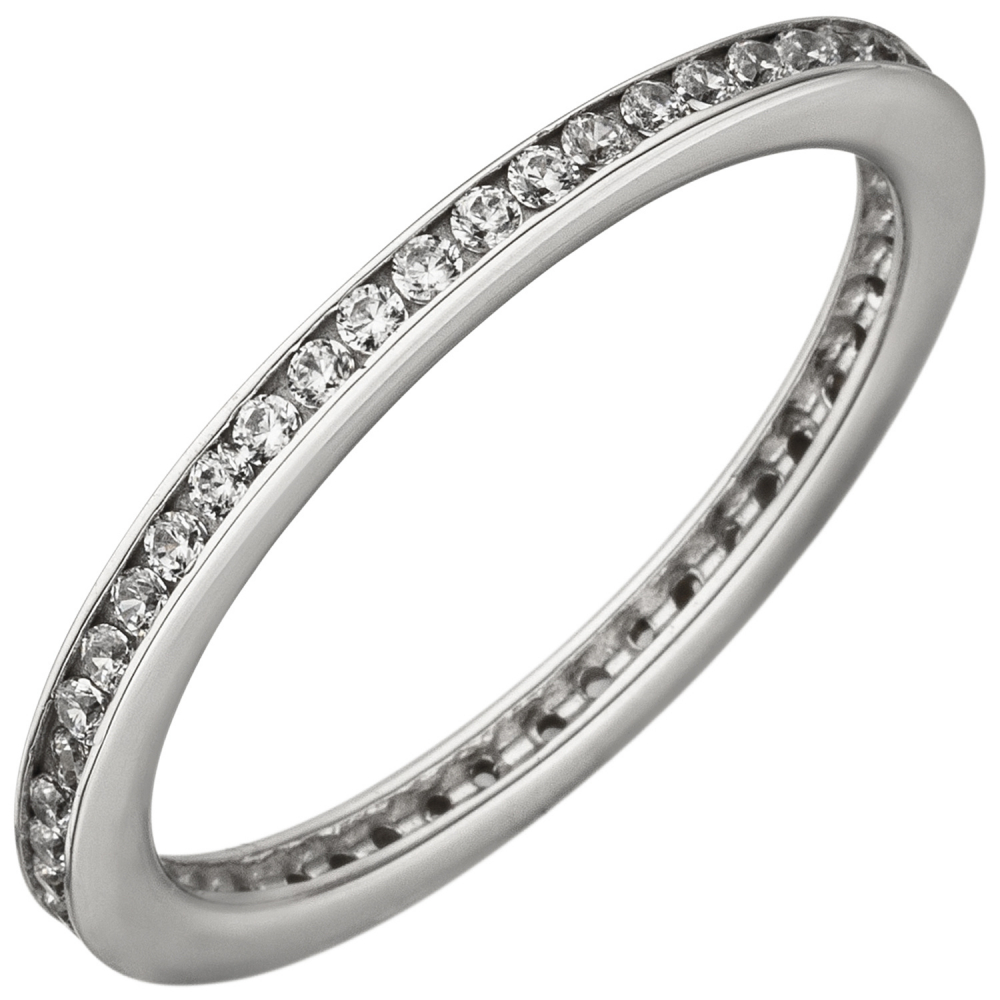 Damen Ring schmal 925 Sterling Silber mit Zirkonia rundum Silberring - 64mm