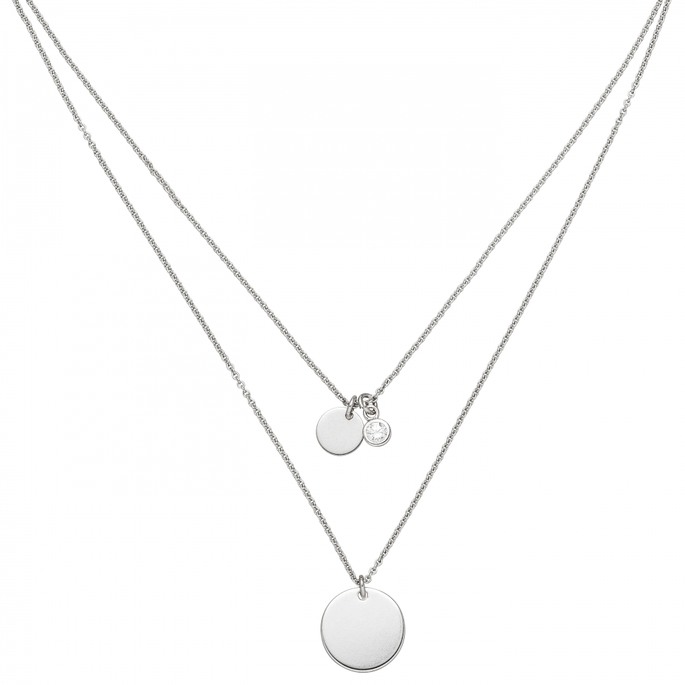 Collier 2-reihige Kette mit Anhänger 925 Sterling Silber 1 Zirkonia 44 cm