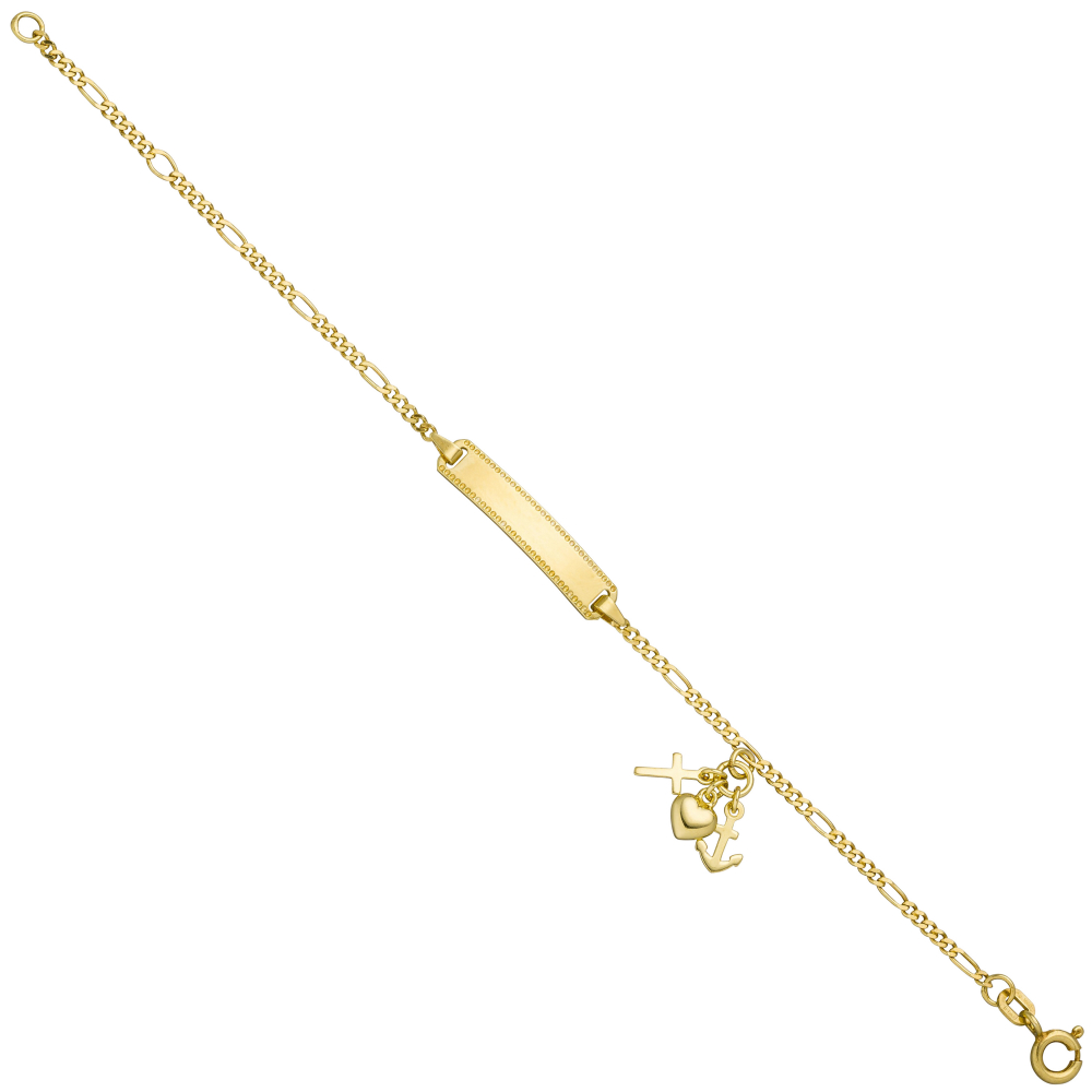 Schildband 925 Silber gold vergoldet diamantiert 16 cm Armband