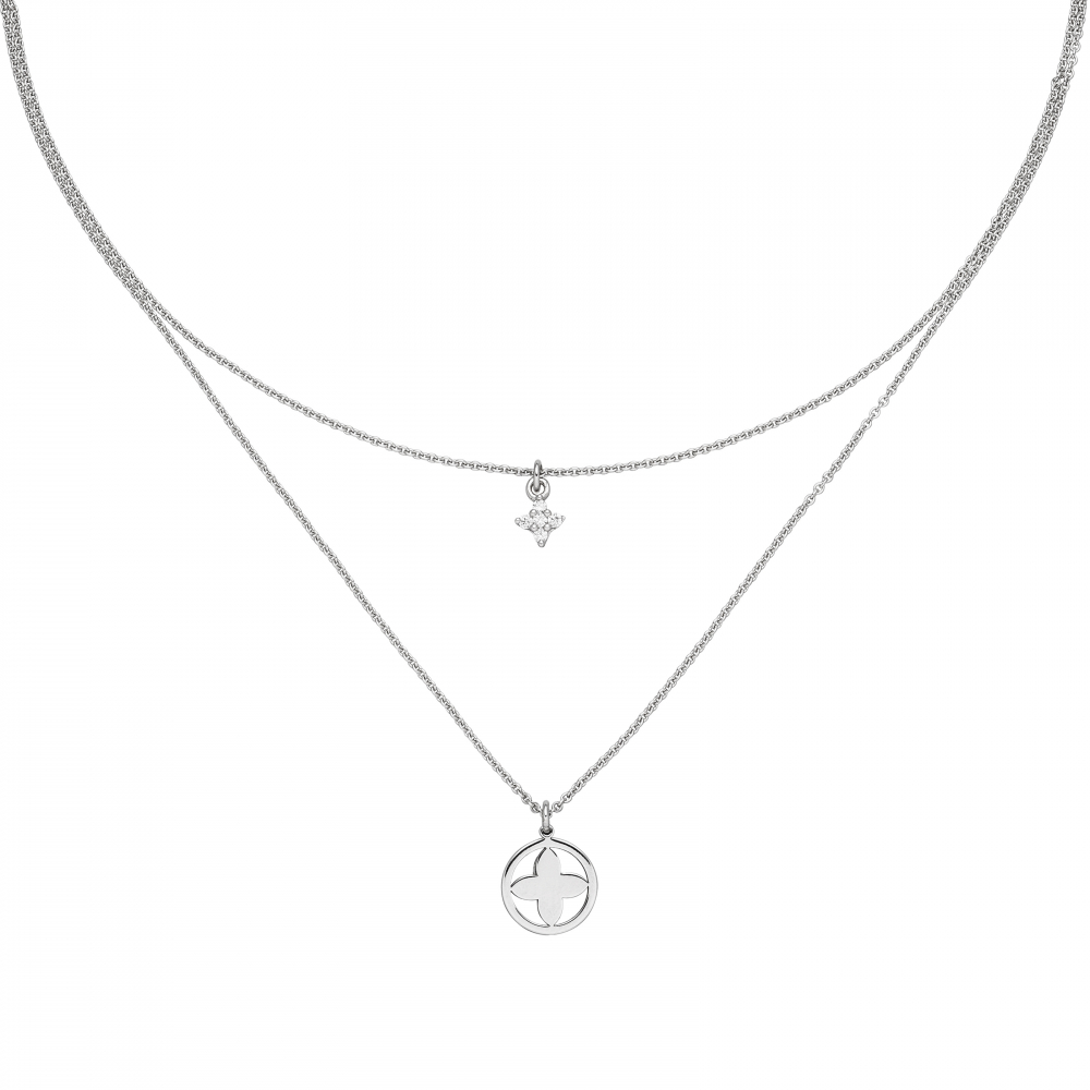 Collier Halskette 925 Sterling Silber 5 Zirkonia 44 cm