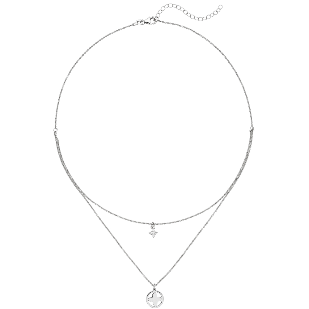 Collier Halskette 925 Sterling Silber 5 Zirkonia 44 cm