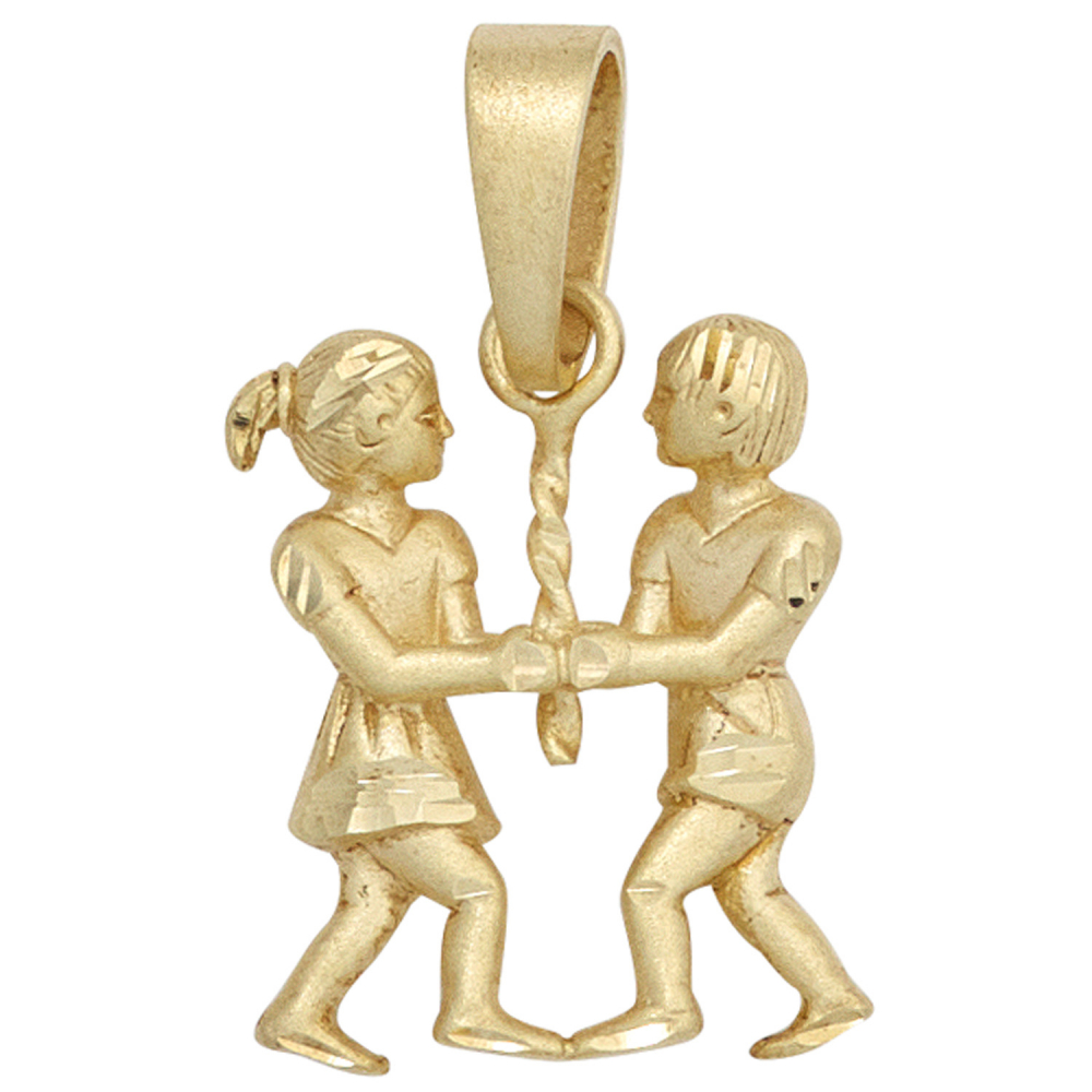 Anhänger Sternzeichen Zwilling 925 Sterling Silber gold vergoldet matt