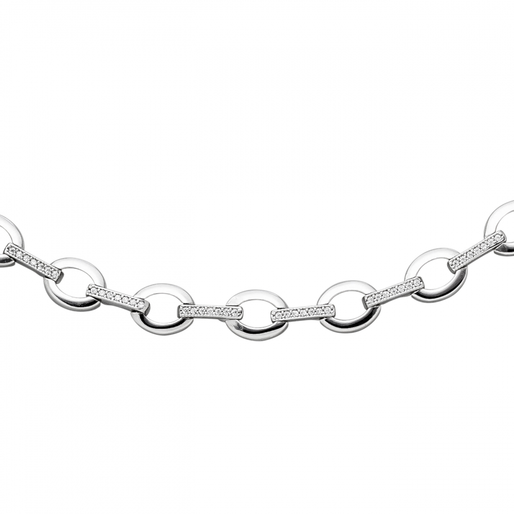 Collier Halskette 925 Sterling Silber 196 Zirkonia 45 cm Kette Silberkette