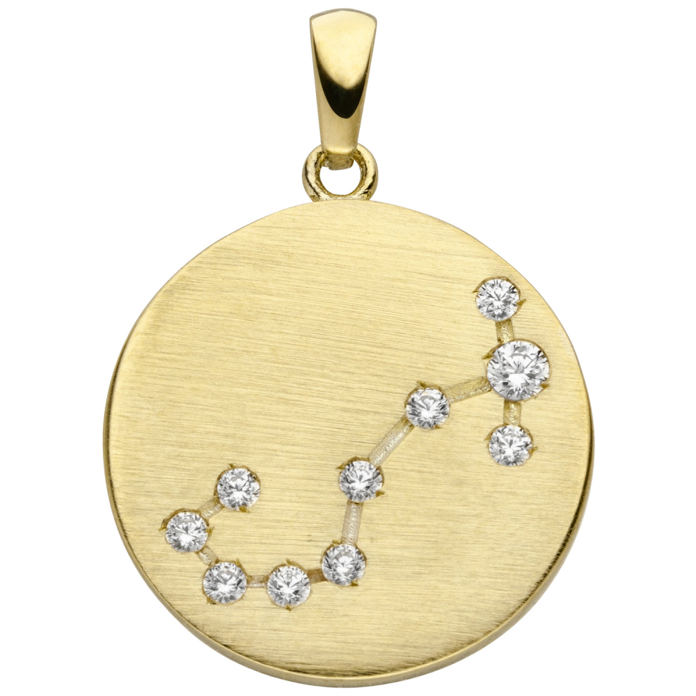 Anhänger Sternzeichen Skorpion 333 Gold Gelbgold matt 10 Zirkonia Goldanhäng