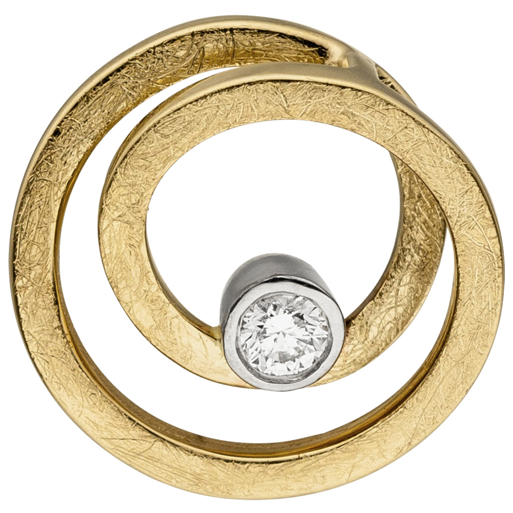 Anhänger 585 Gold Gelbgold eismatt 1 Diamant Brillant Diamantanhänger