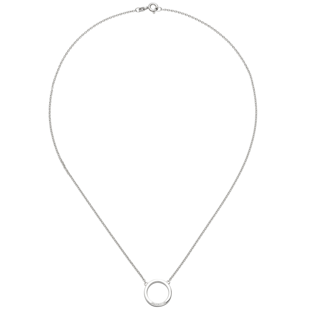 Collier Halskette 585 Gold Weißgold 7 Diamanten Brillanten 43 cm Kette