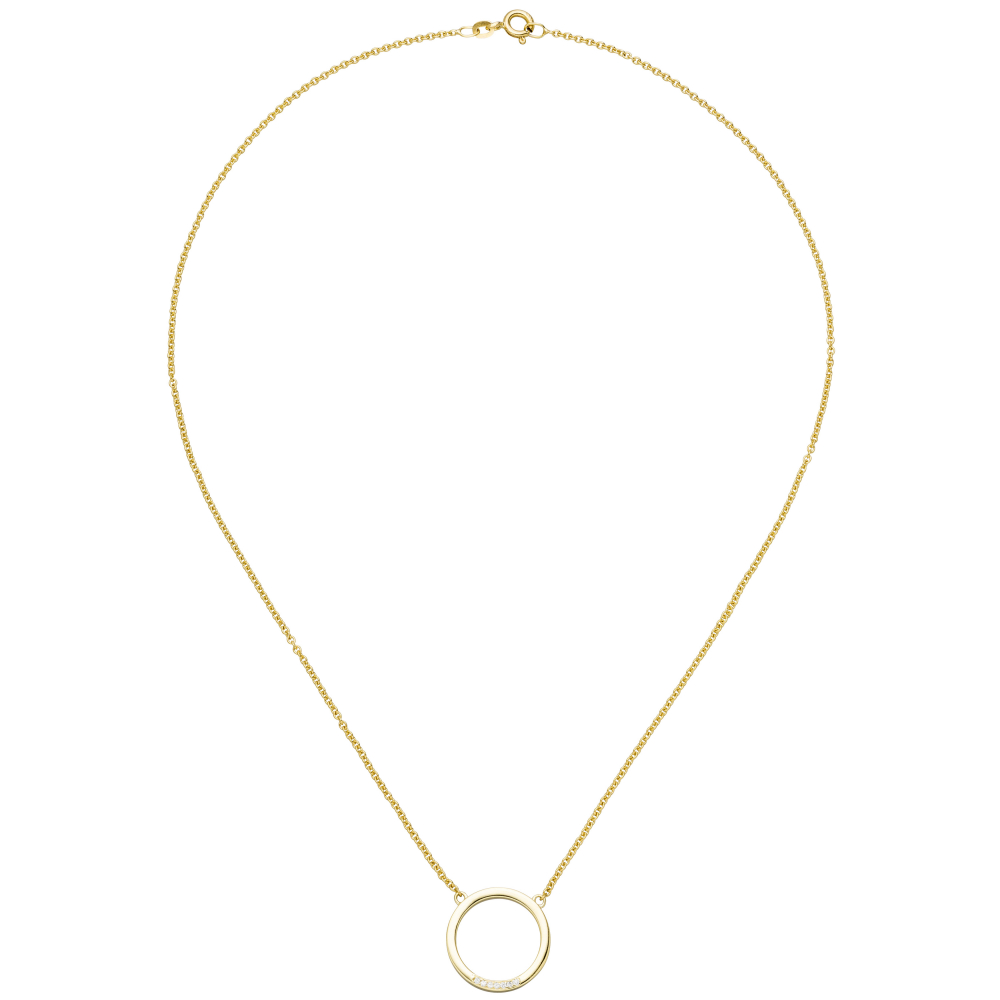 Collier Halskette 585 Gold Gelbgold 7 Diamanten Brillanten 44 cm Kette