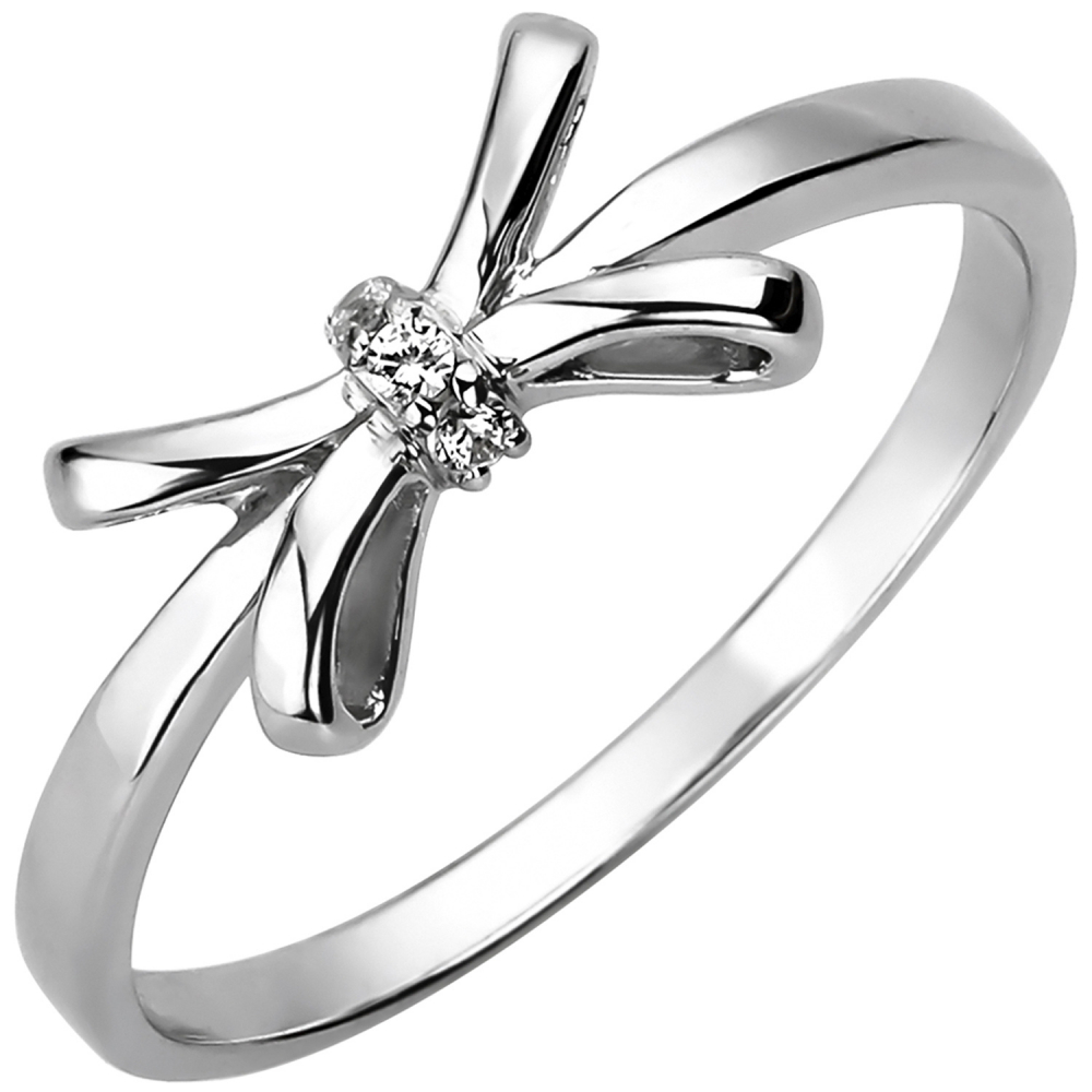 Damen Ring 925 Sterling Silber 3 Zirkonia Silberring - 60mm